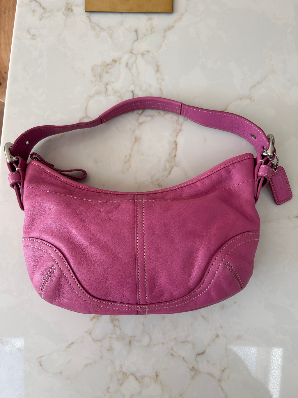 Vintage Coach pink leather Soho hobo small shoulder bag
