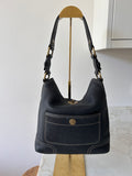 Vintage Coach black leather shoulder bag