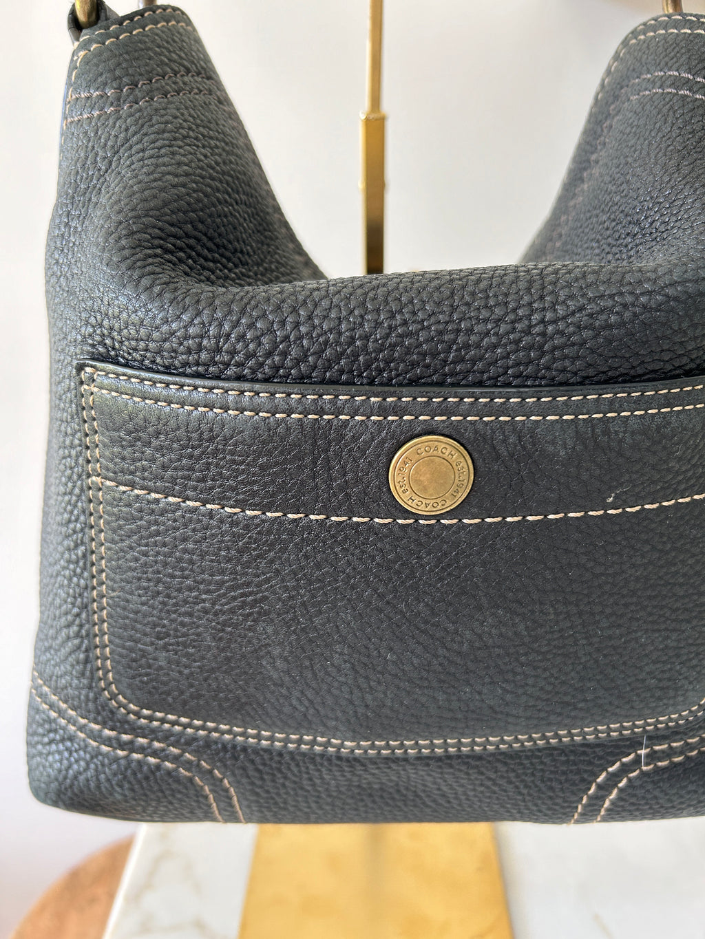 Vintage Coach black leather shoulder bag
