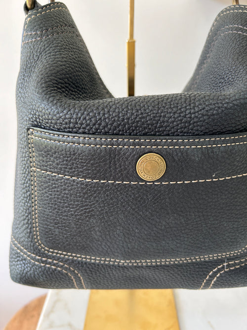 Vintage Coach black leather shoulder bag