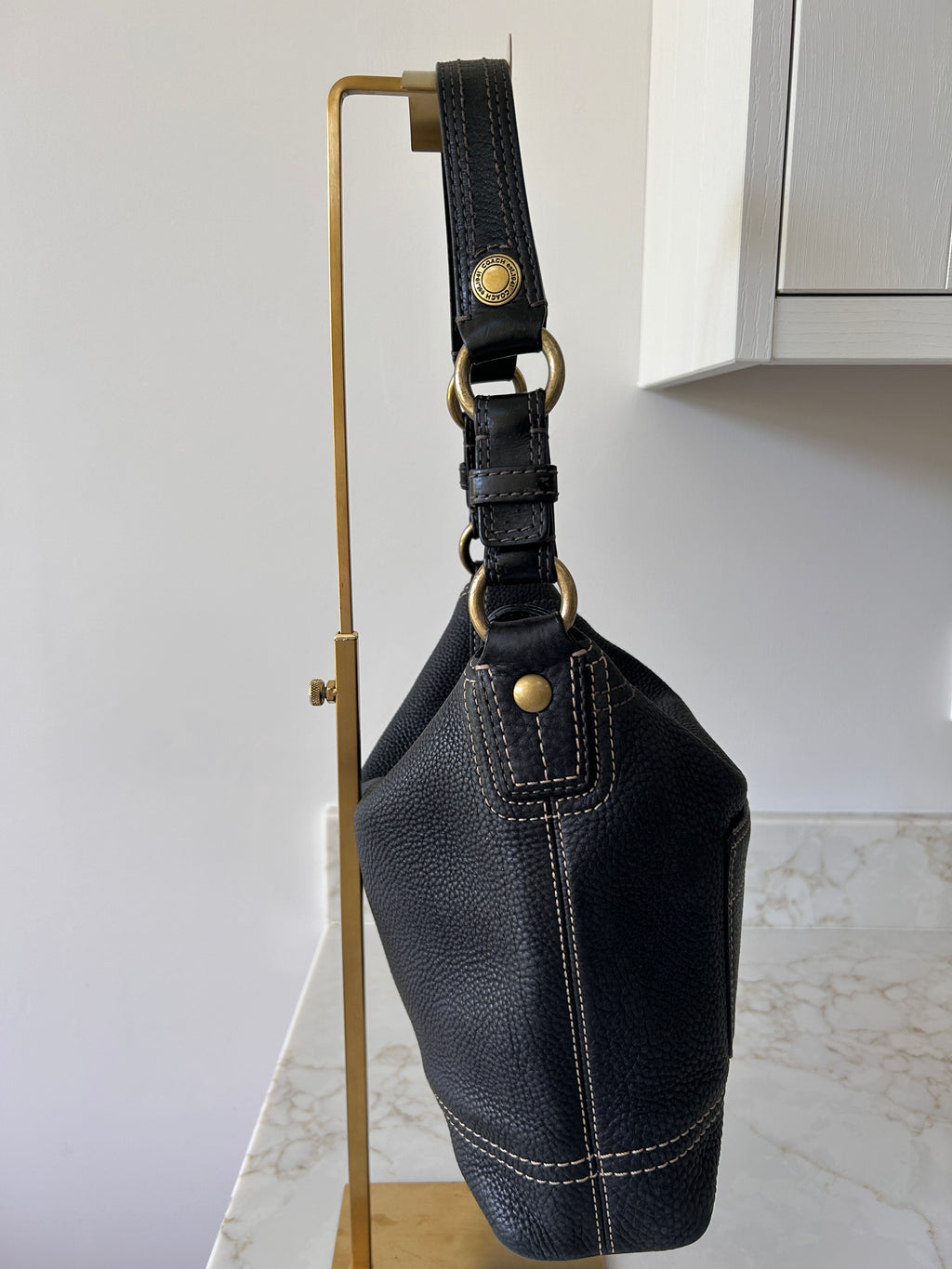 Vintage Coach black leather shoulder bag