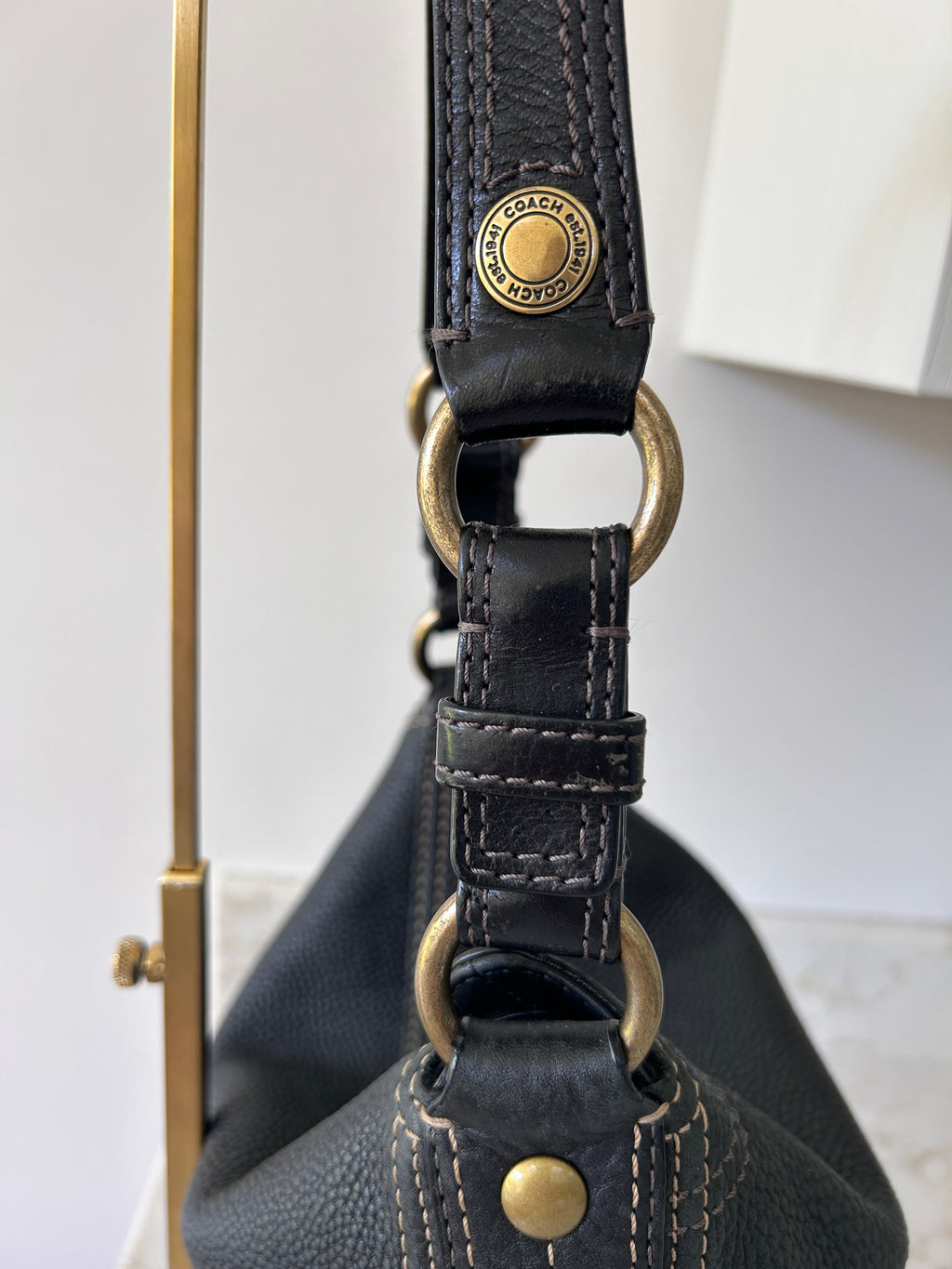 Vintage Coach black leather shoulder bag