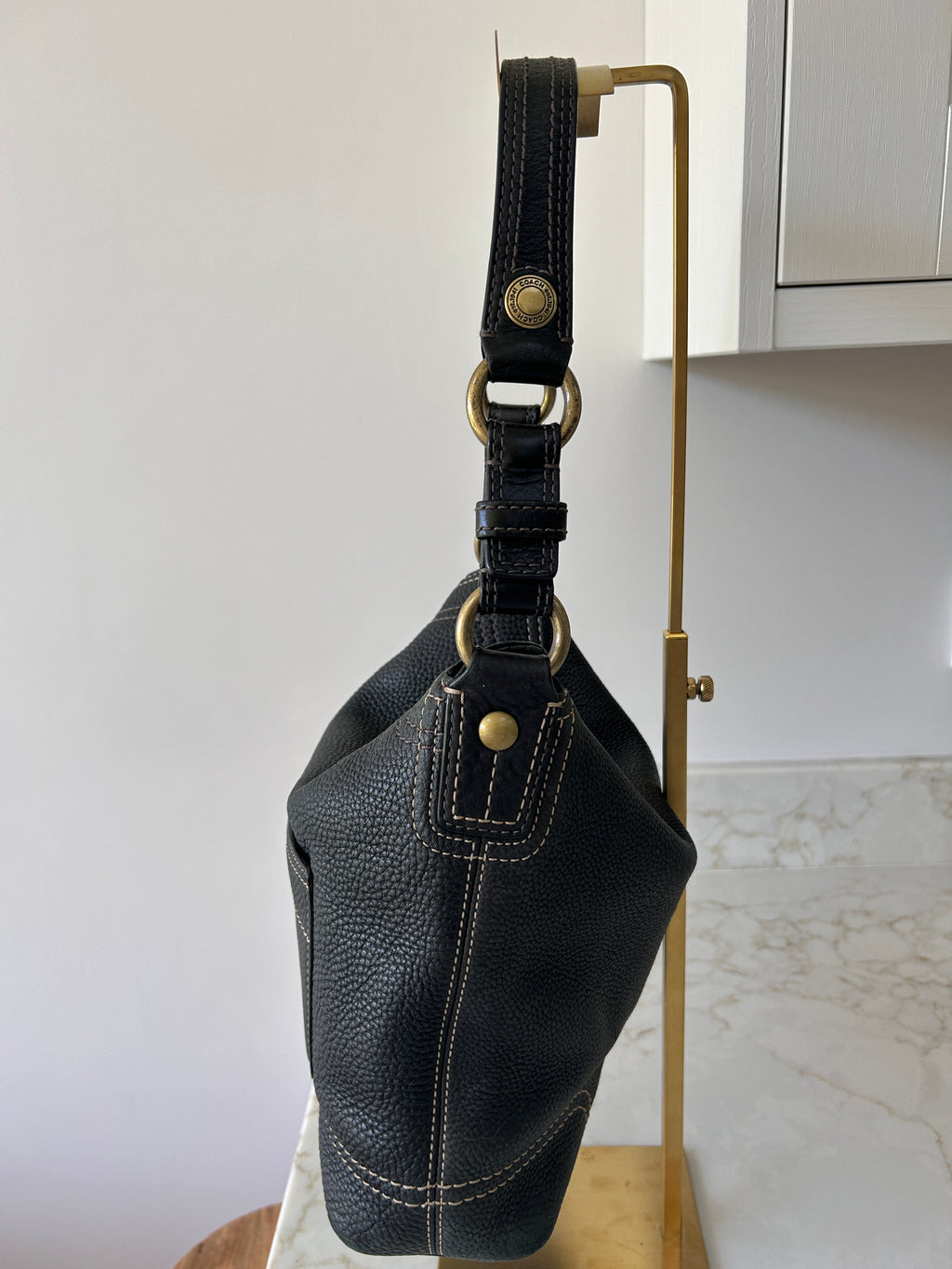 Vintage Coach black leather shoulder bag
