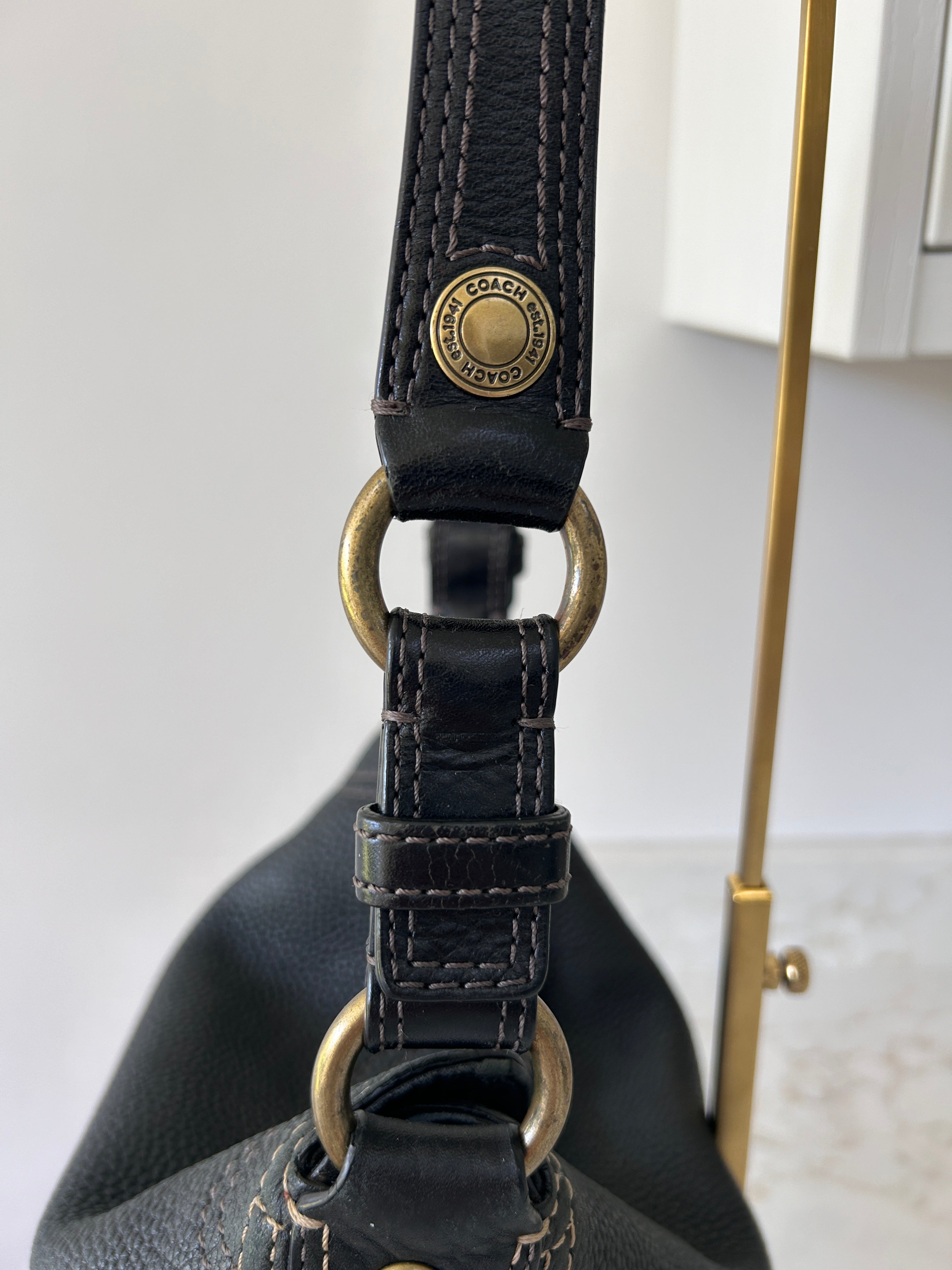 Vintage Coach black leather shoulder bag