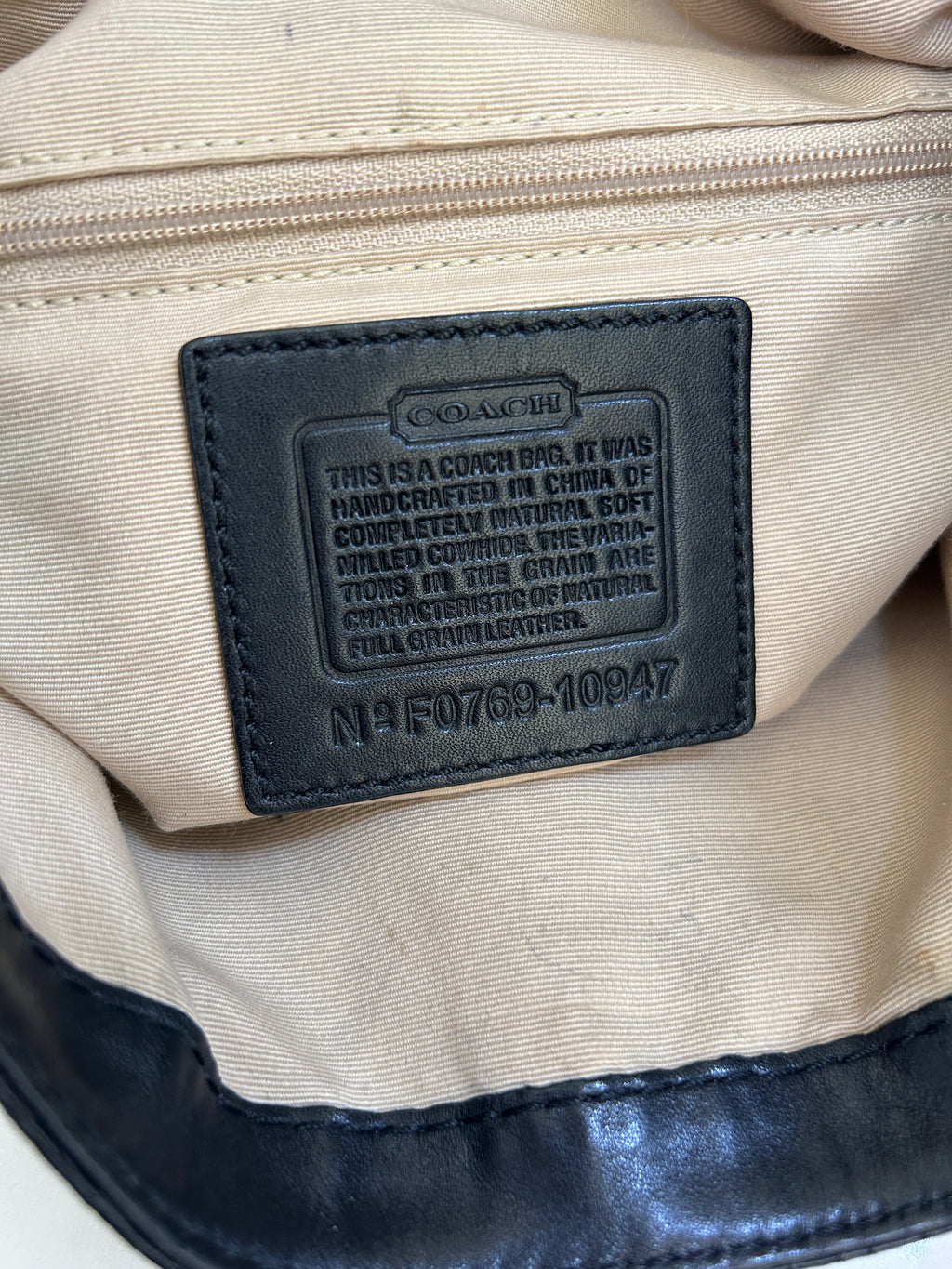 Vintage Coach black leather shoulder bag