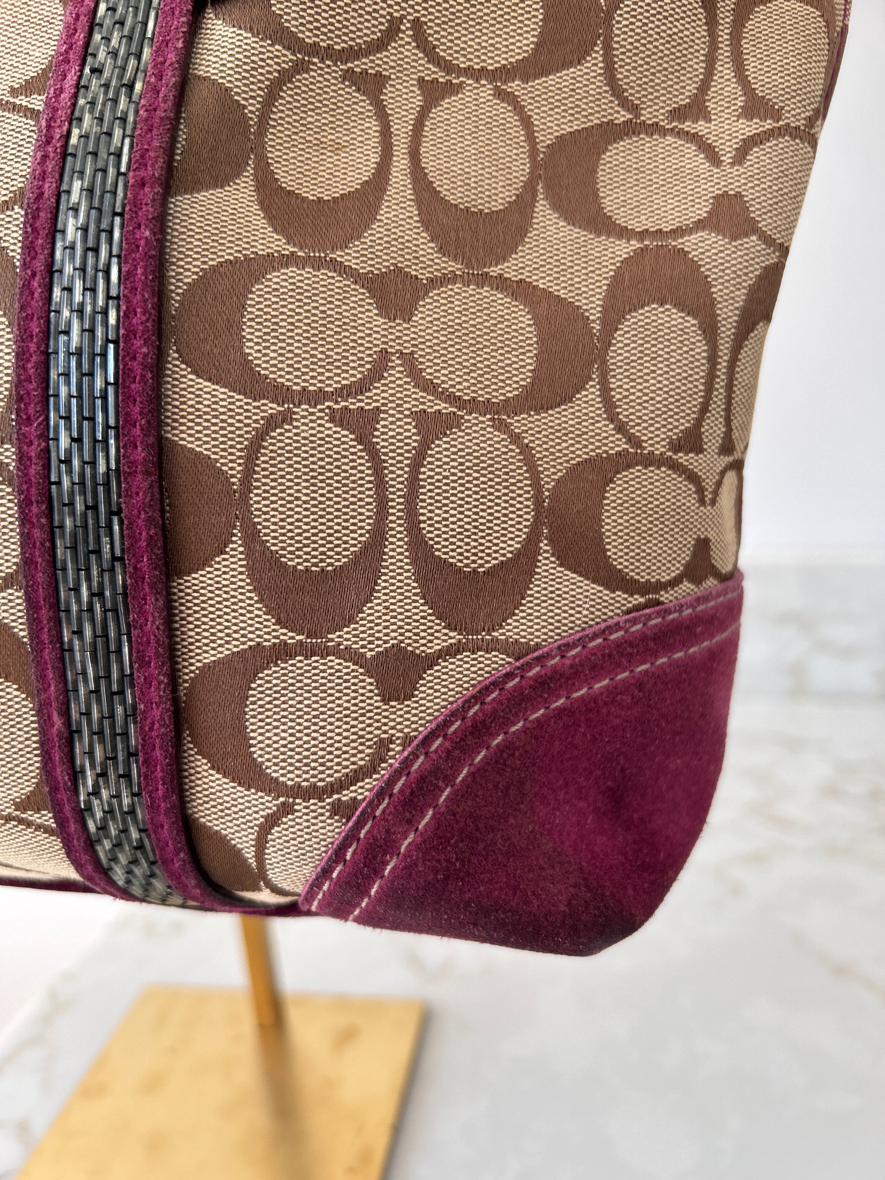 Vintage Coach suede tote shoulder bag