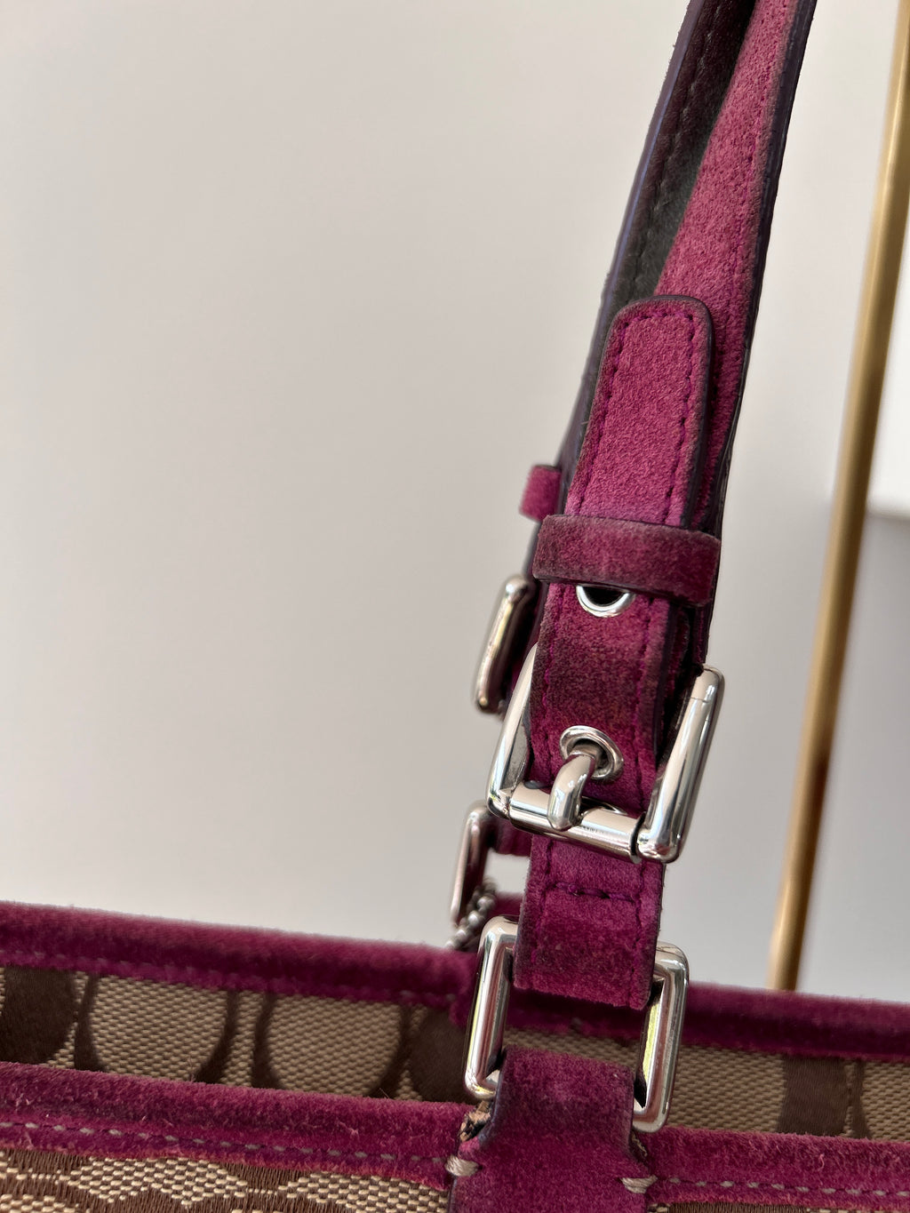 Vintage Coach suede tote shoulder bag