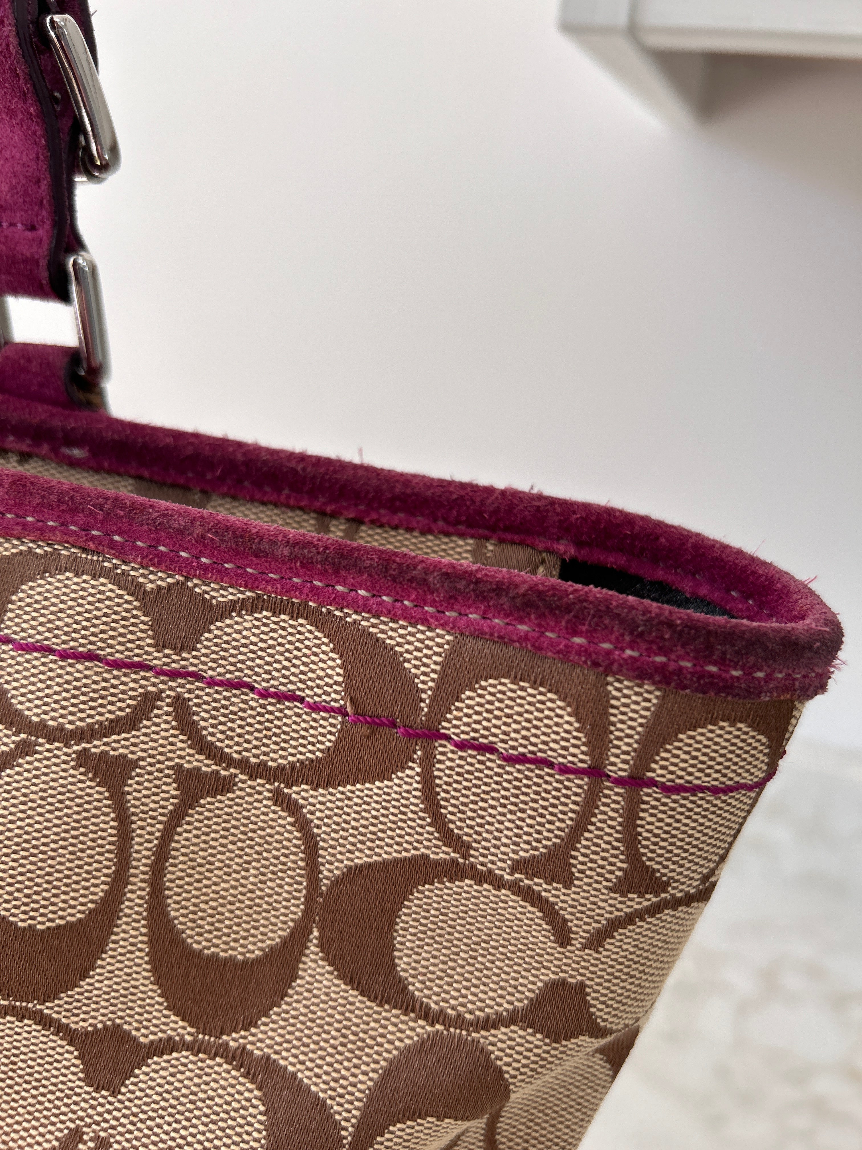 Vintage Coach suede tote shoulder bag