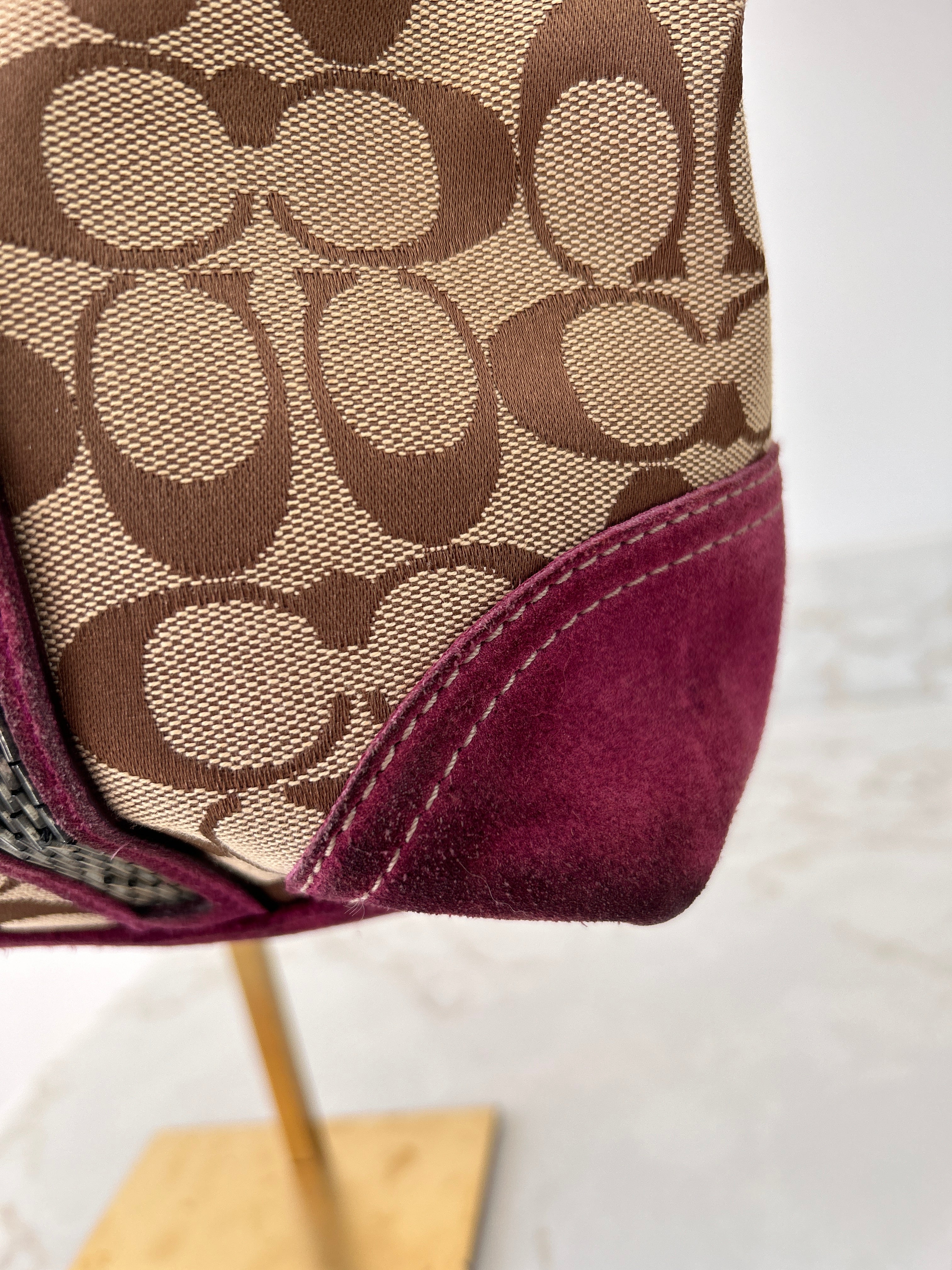 Vintage Coach suede tote shoulder bag