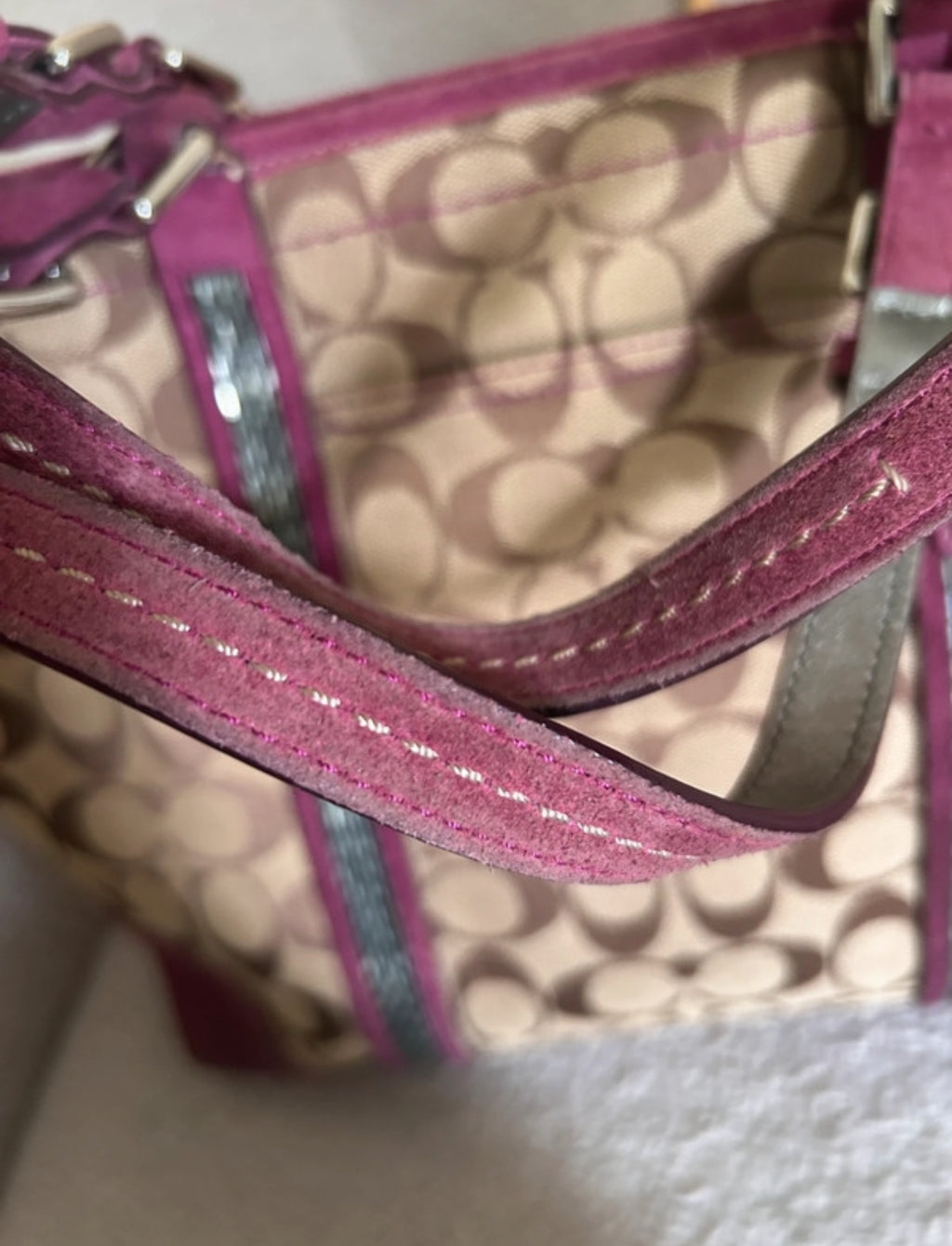 Vintage Coach suede tote shoulder bag