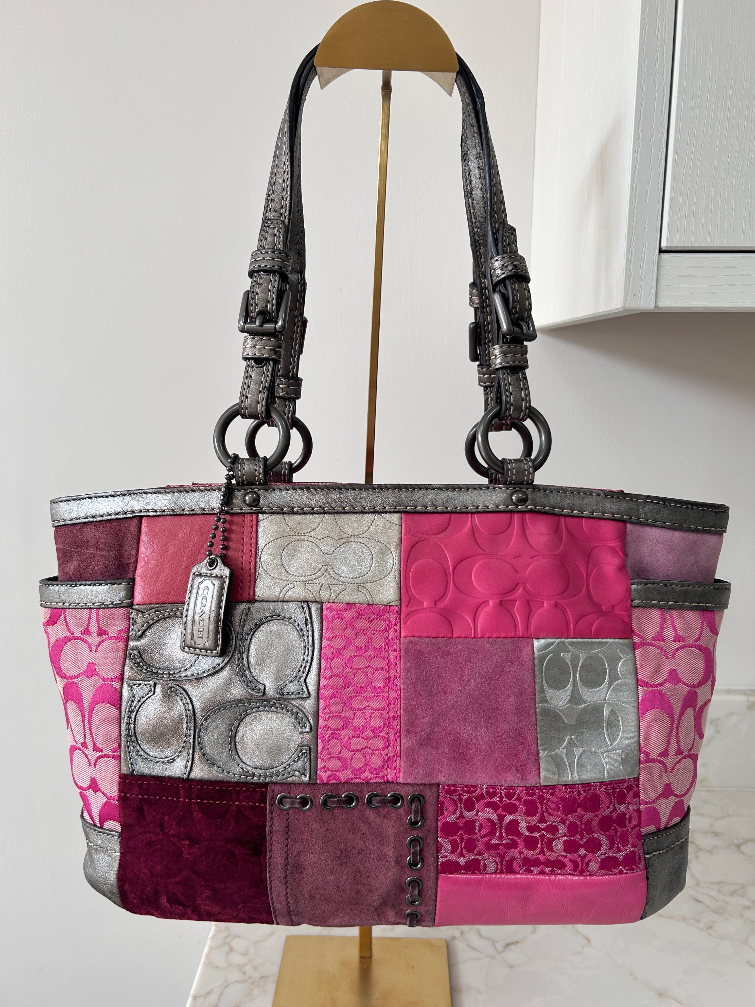 Vintage Coach patchwork tote shoulder bag