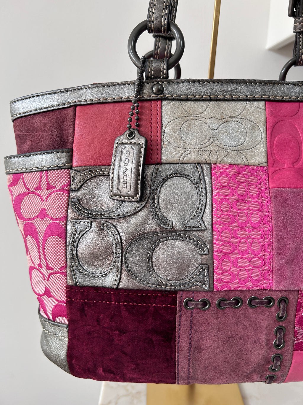 Vintage Coach patchwork tote shoulder bag