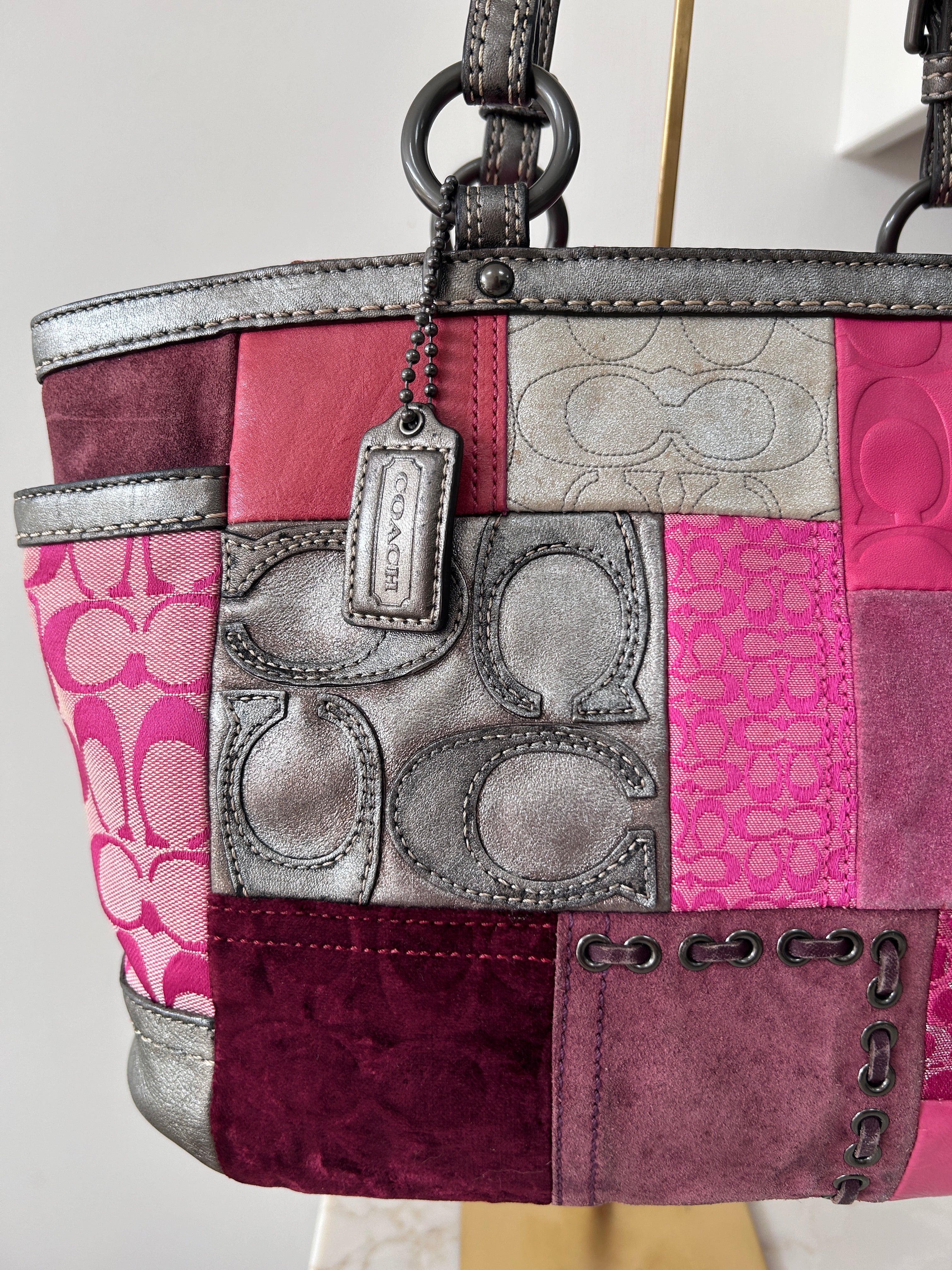 Vintage Coach patchwork tote shoulder bag