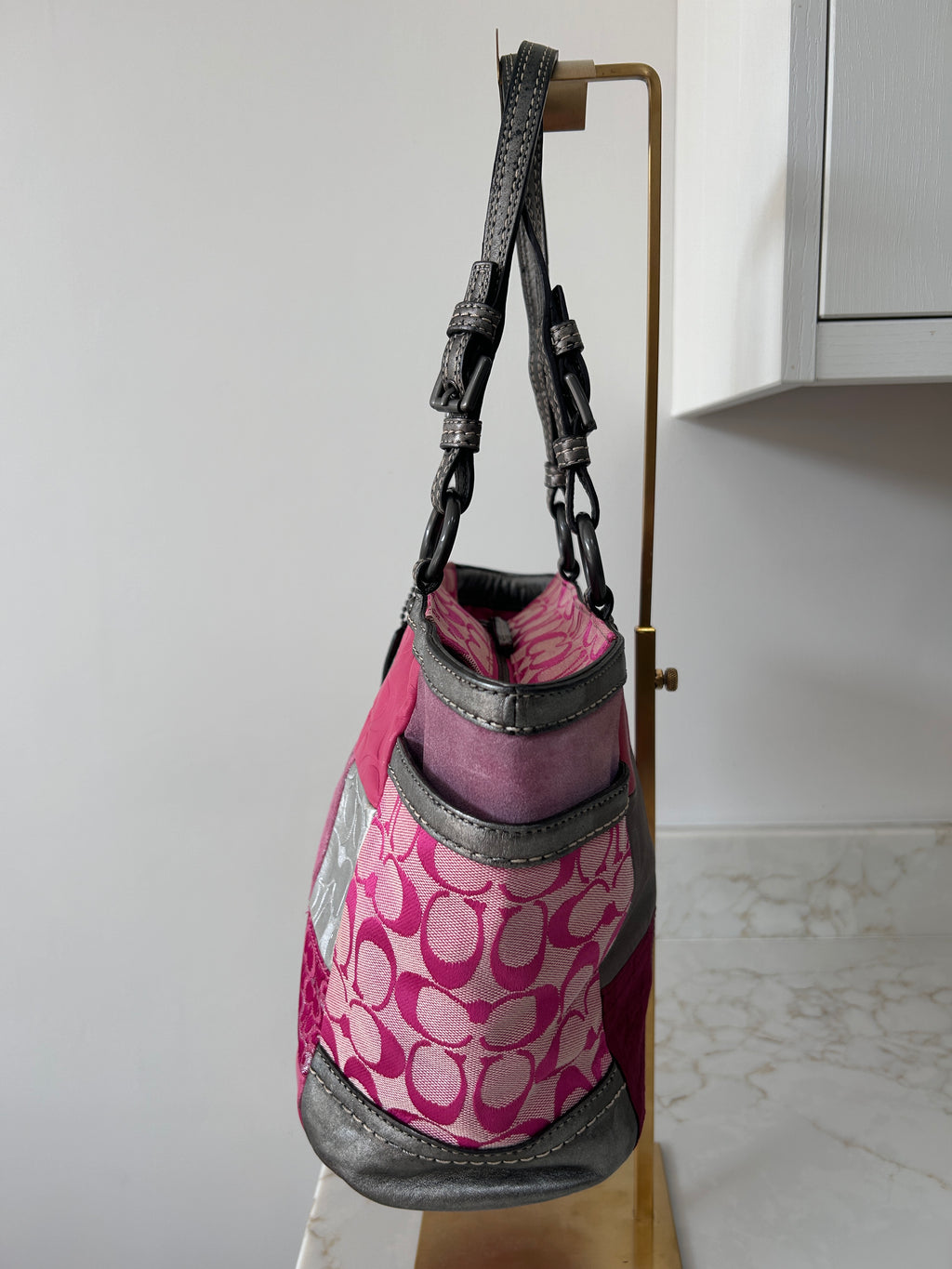 Vintage Coach patchwork tote shoulder bag