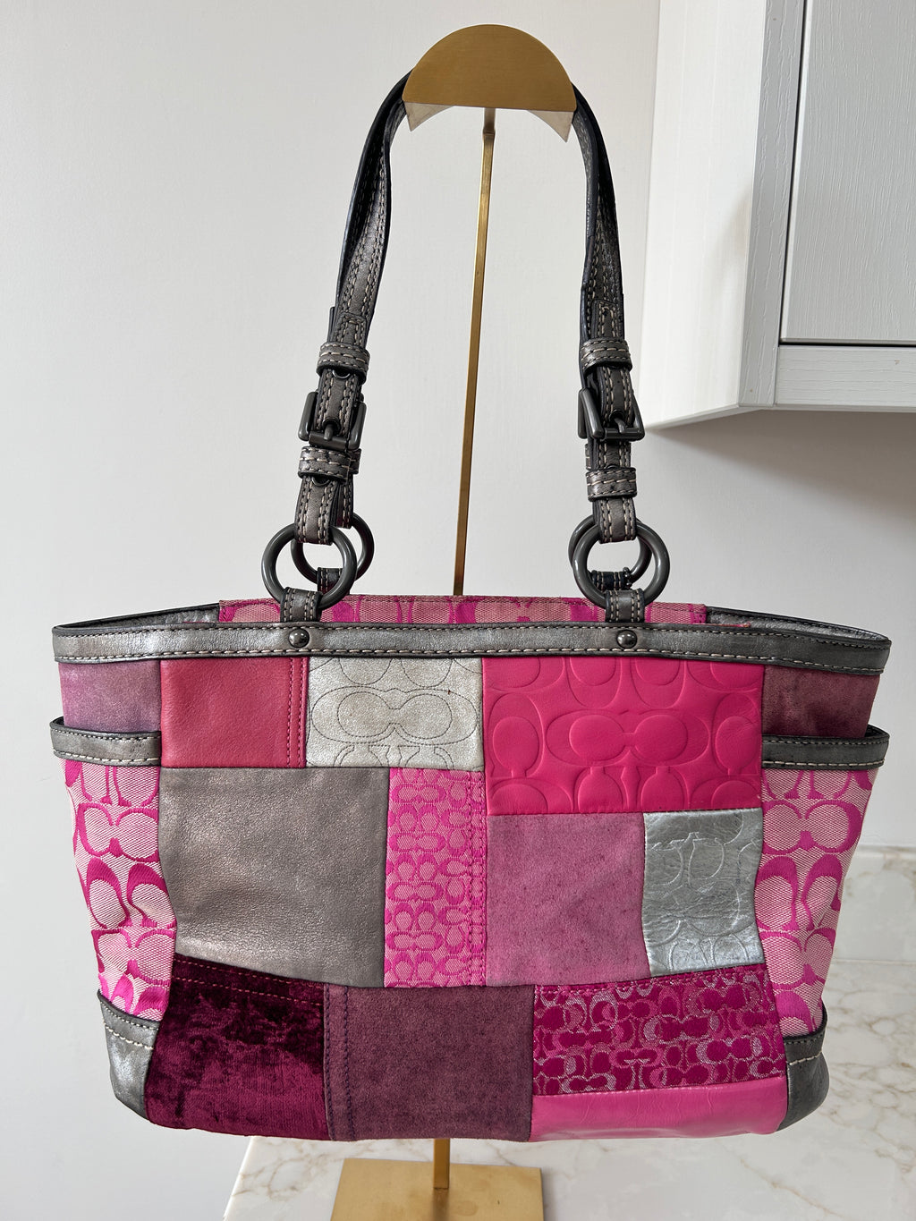 Vintage Coach patchwork tote shoulder bag