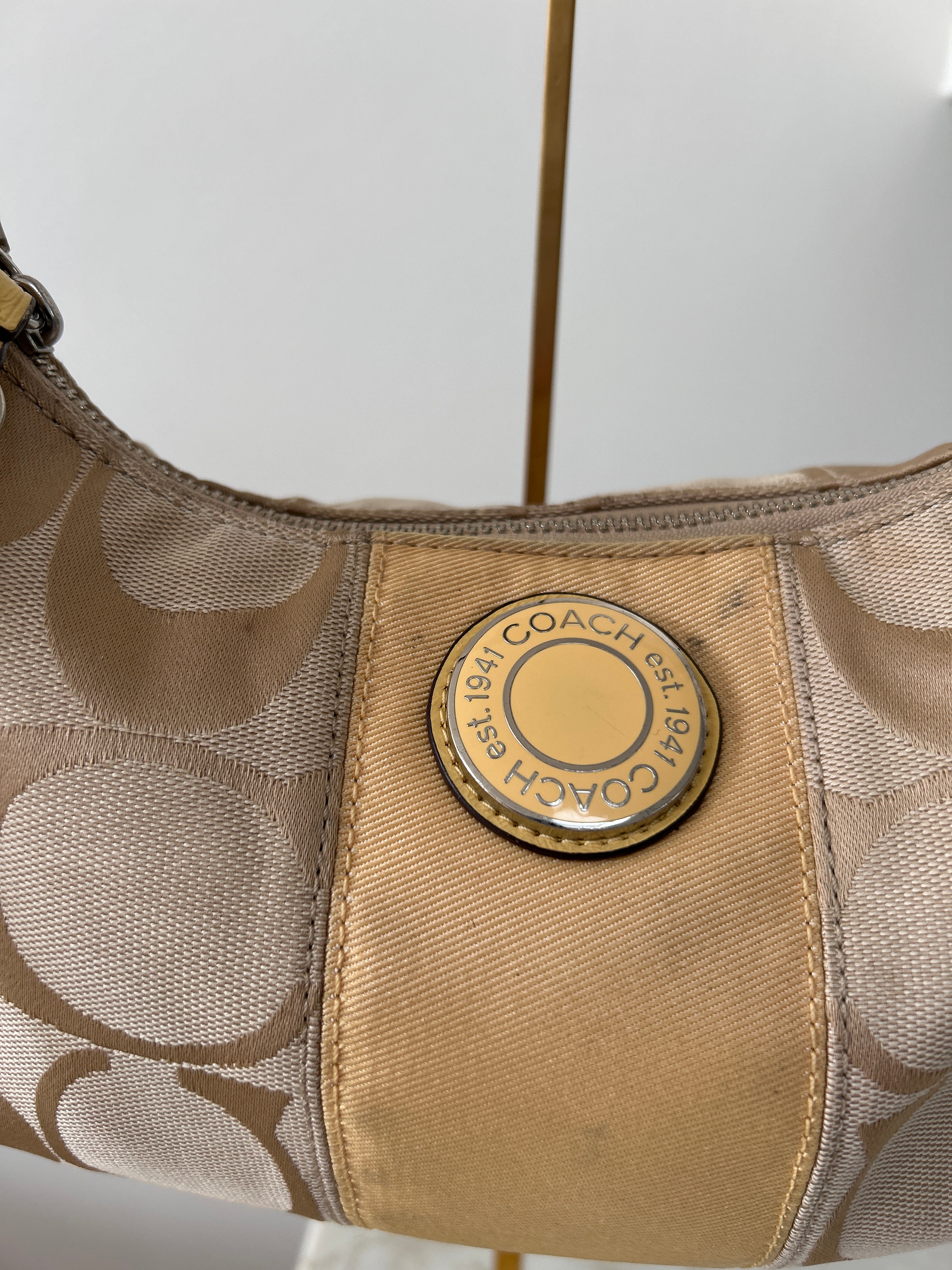Vintage Coach yellow leather shoulder bag