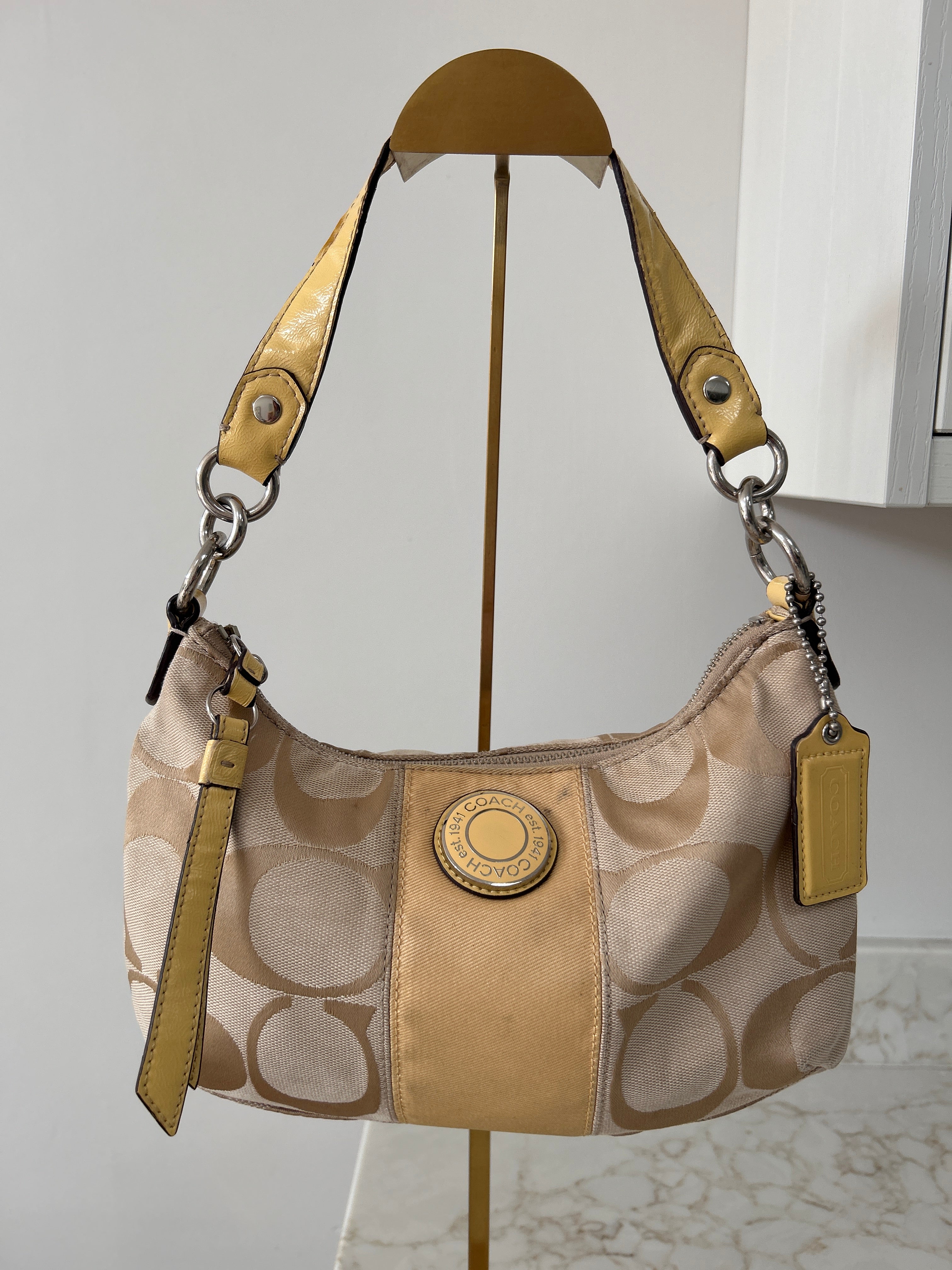 Vintage Coach yellow leather shoulder bag