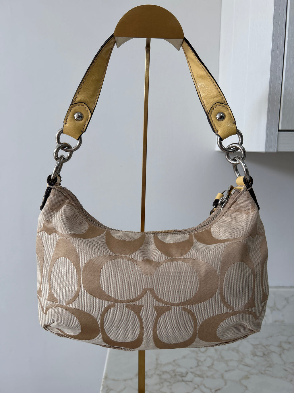 Vintage Coach yellow leather shoulder bag