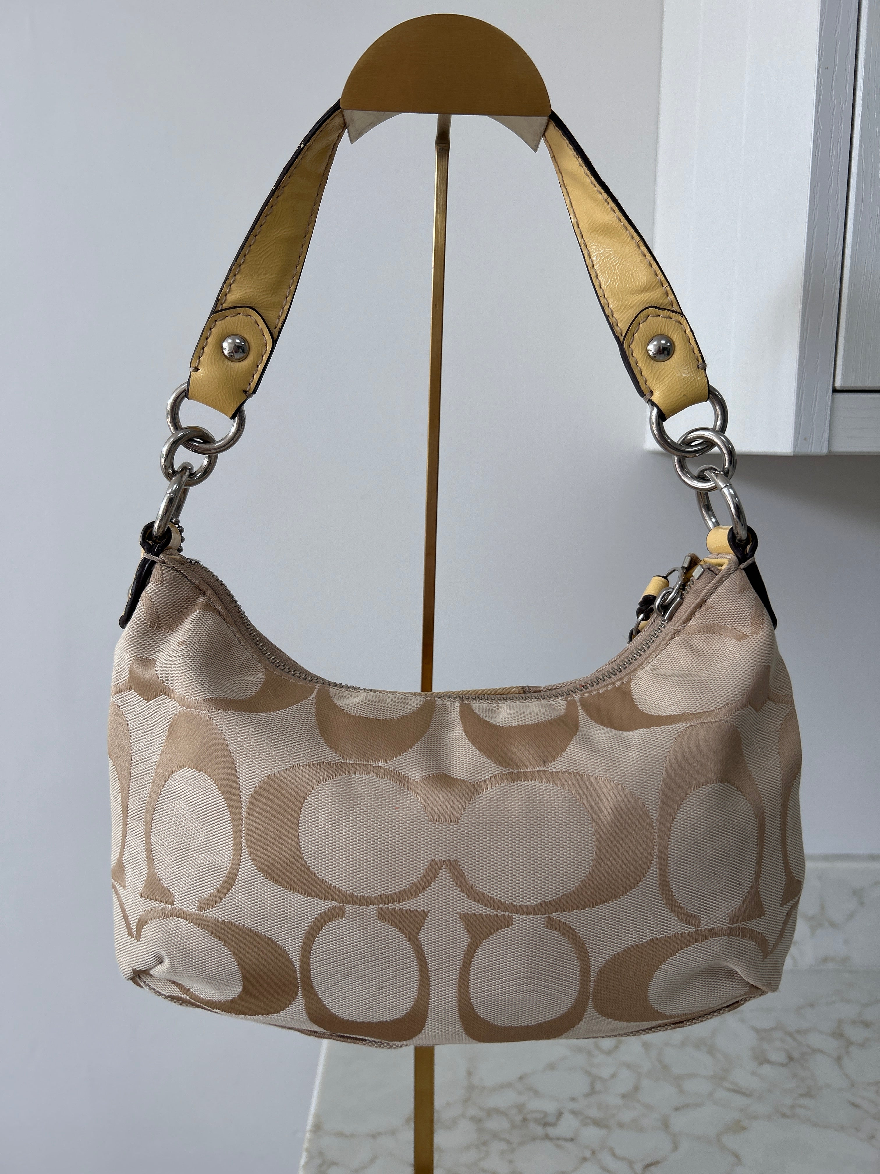 Vintage Coach yellow leather shoulder bag