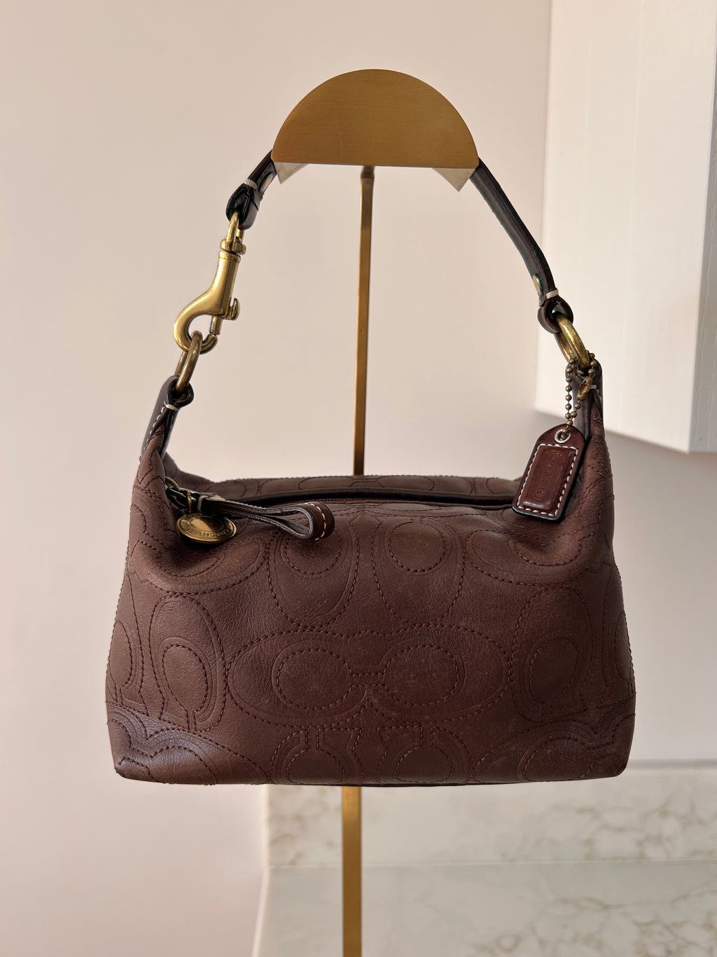 Vintage Coach brown leather mini handbag