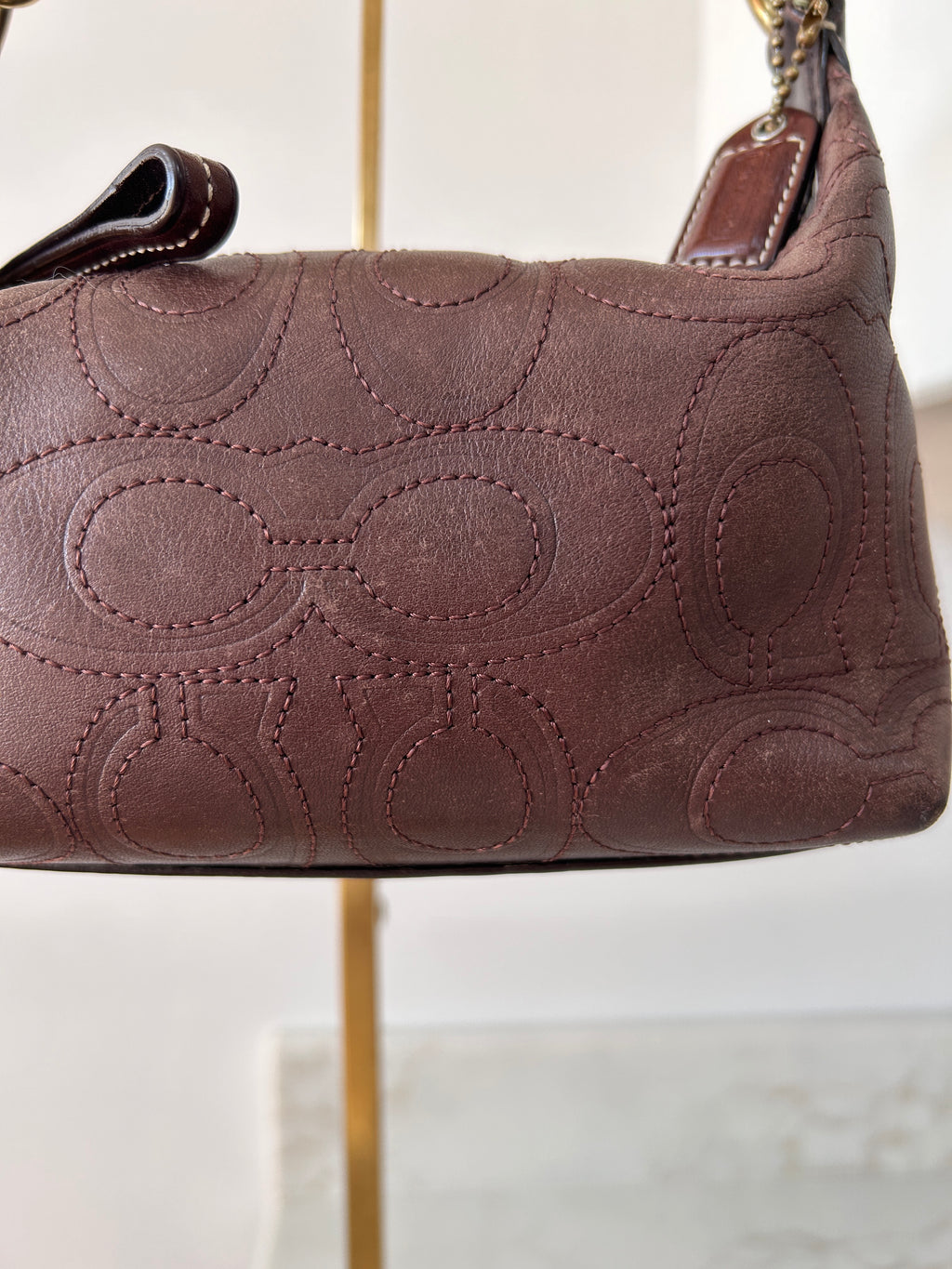 Vintage Coach brown leather mini handbag