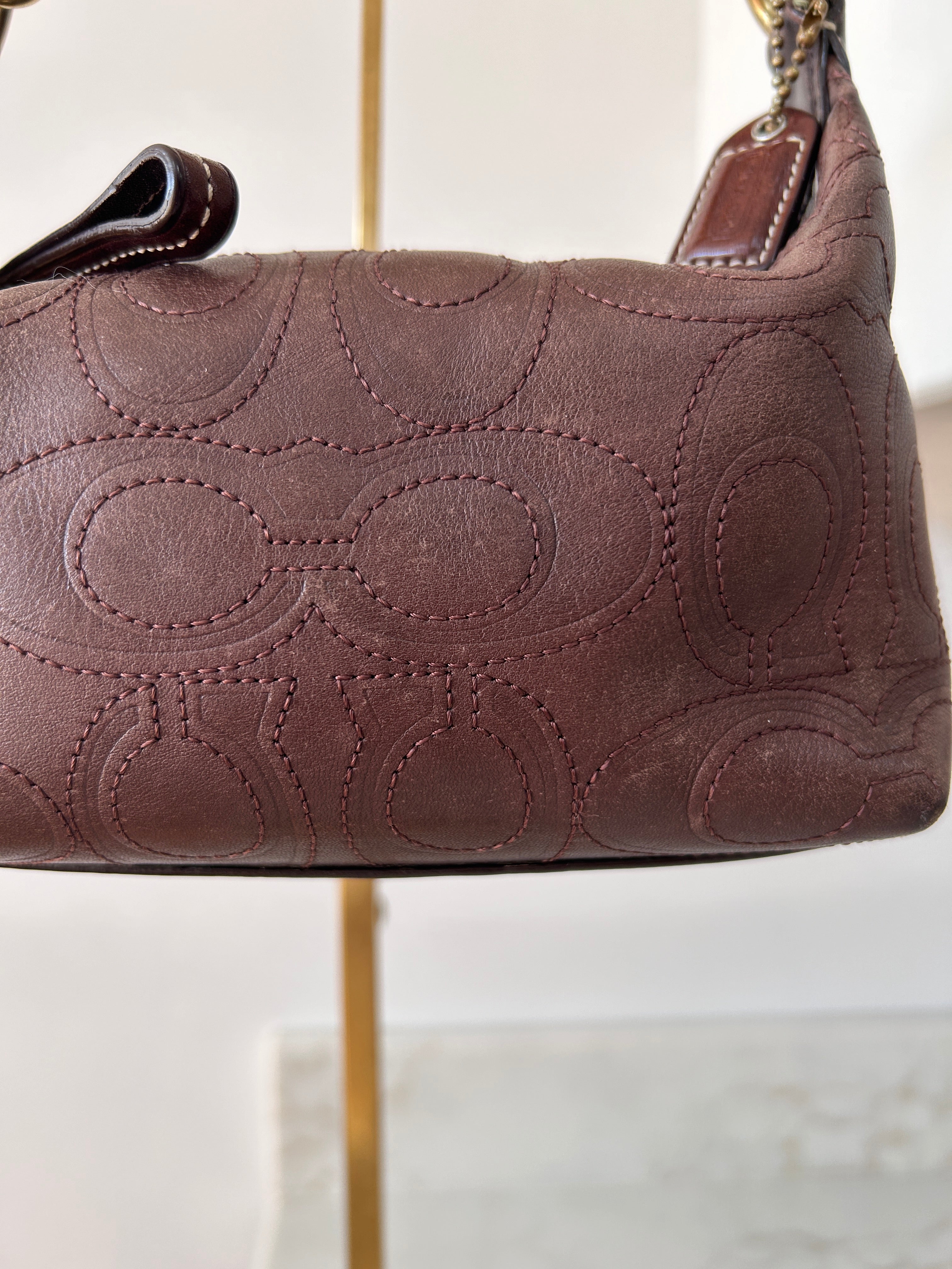 Vintage Coach brown leather mini handbag