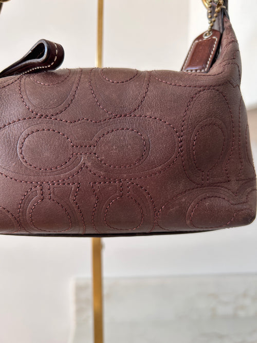 Vintage Coach brown leather mini handbag