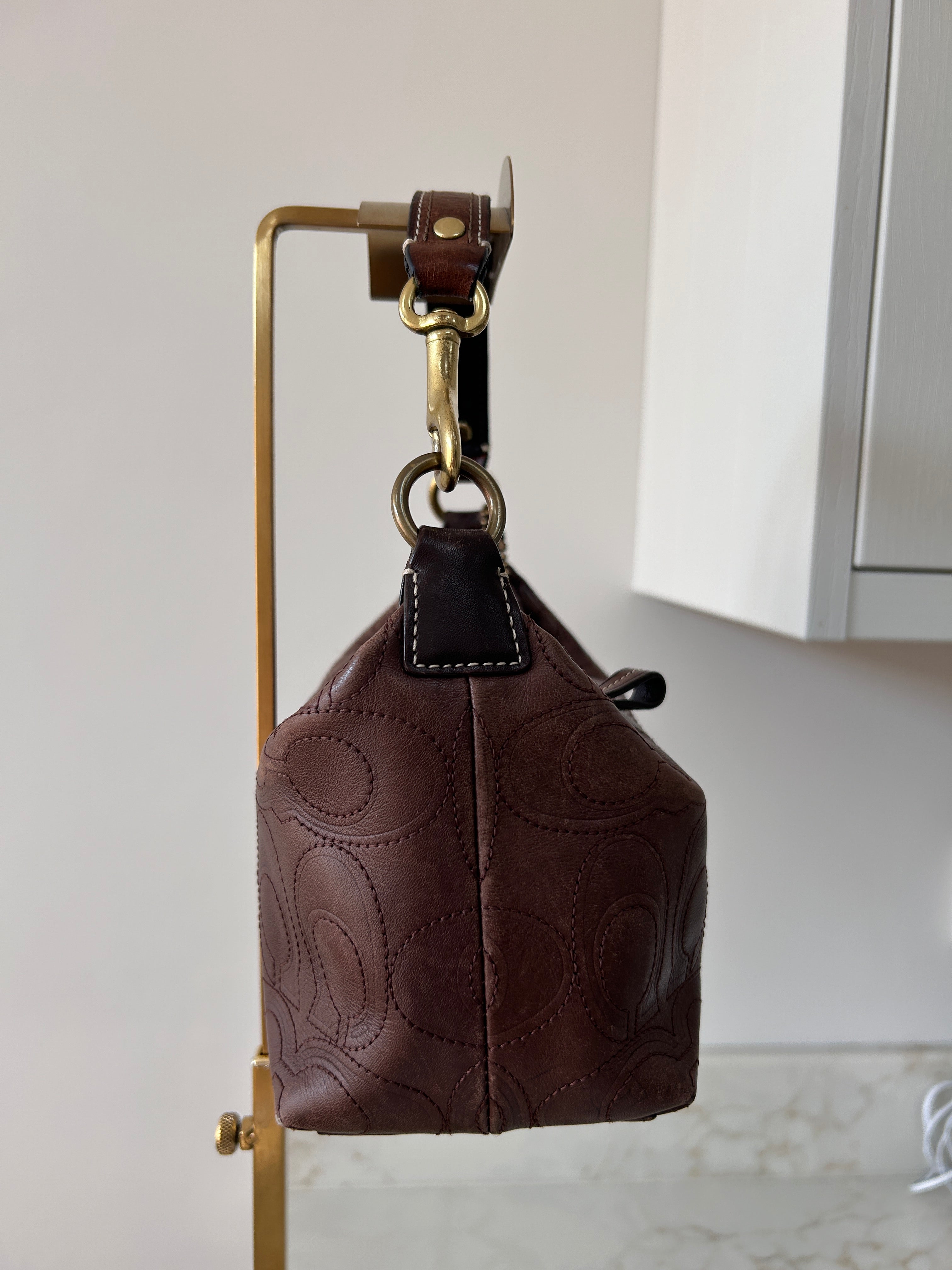 Vintage Coach brown leather mini handbag