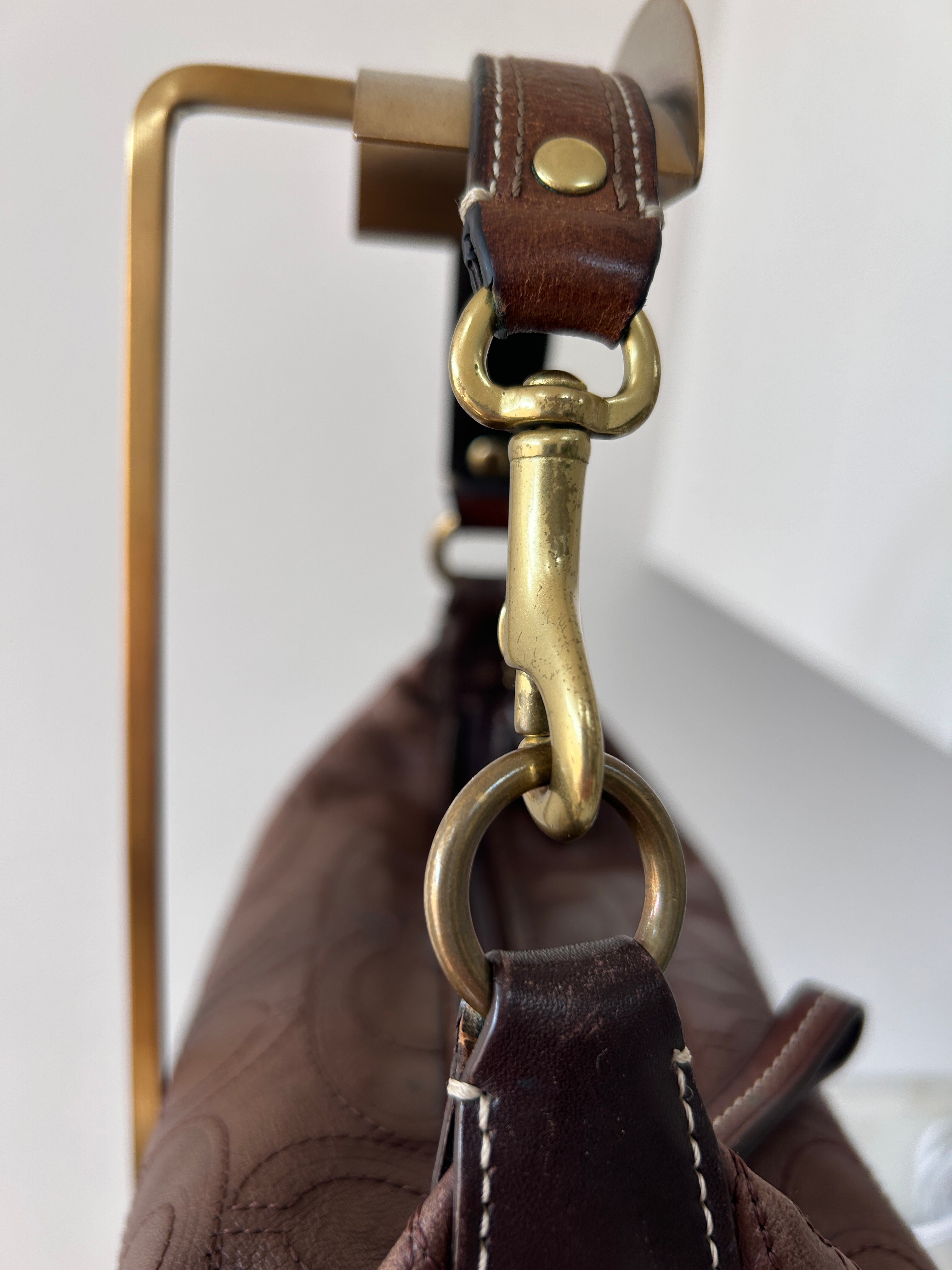 Vintage Coach brown leather mini handbag