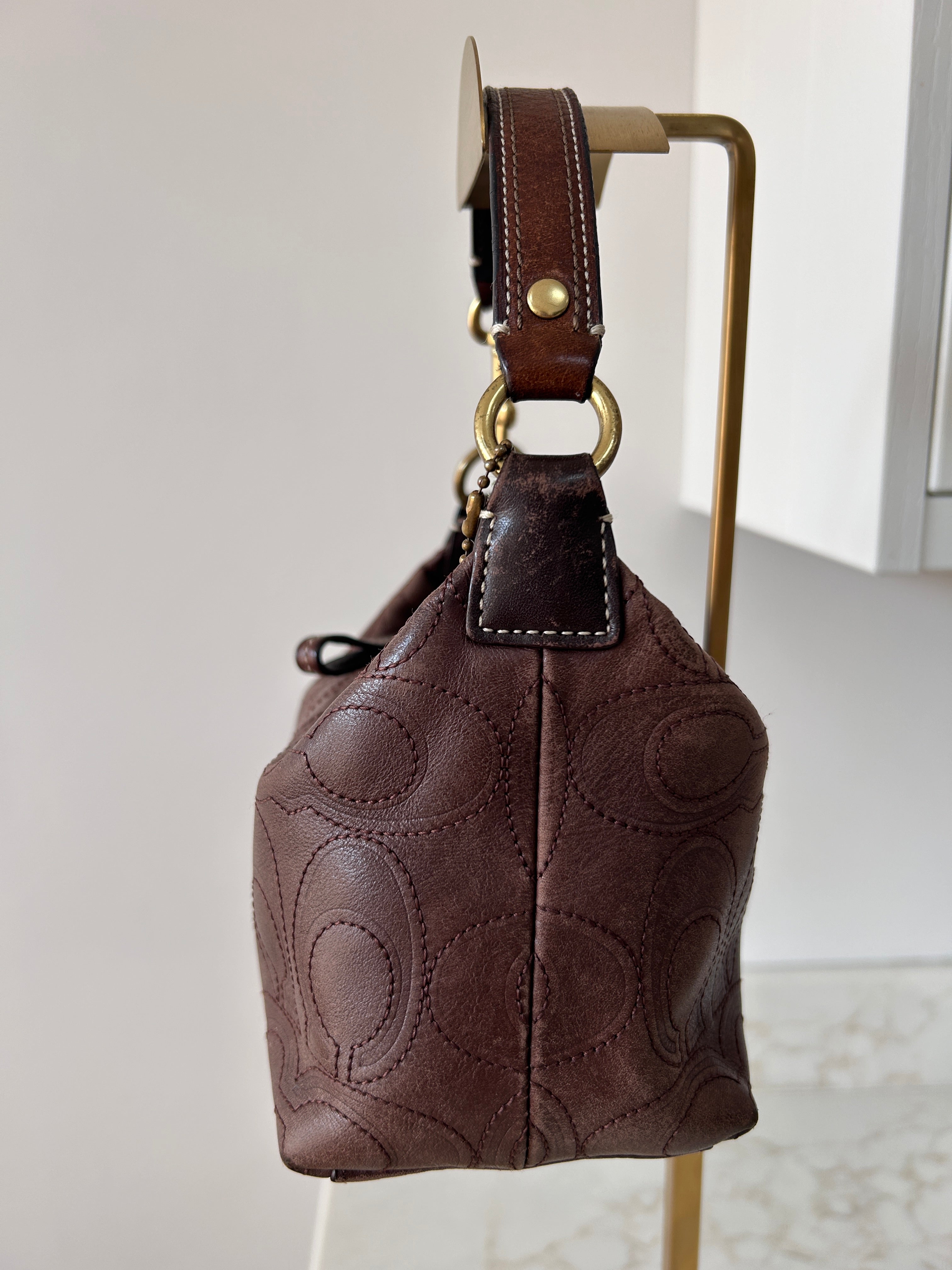 Vintage Coach brown leather mini handbag