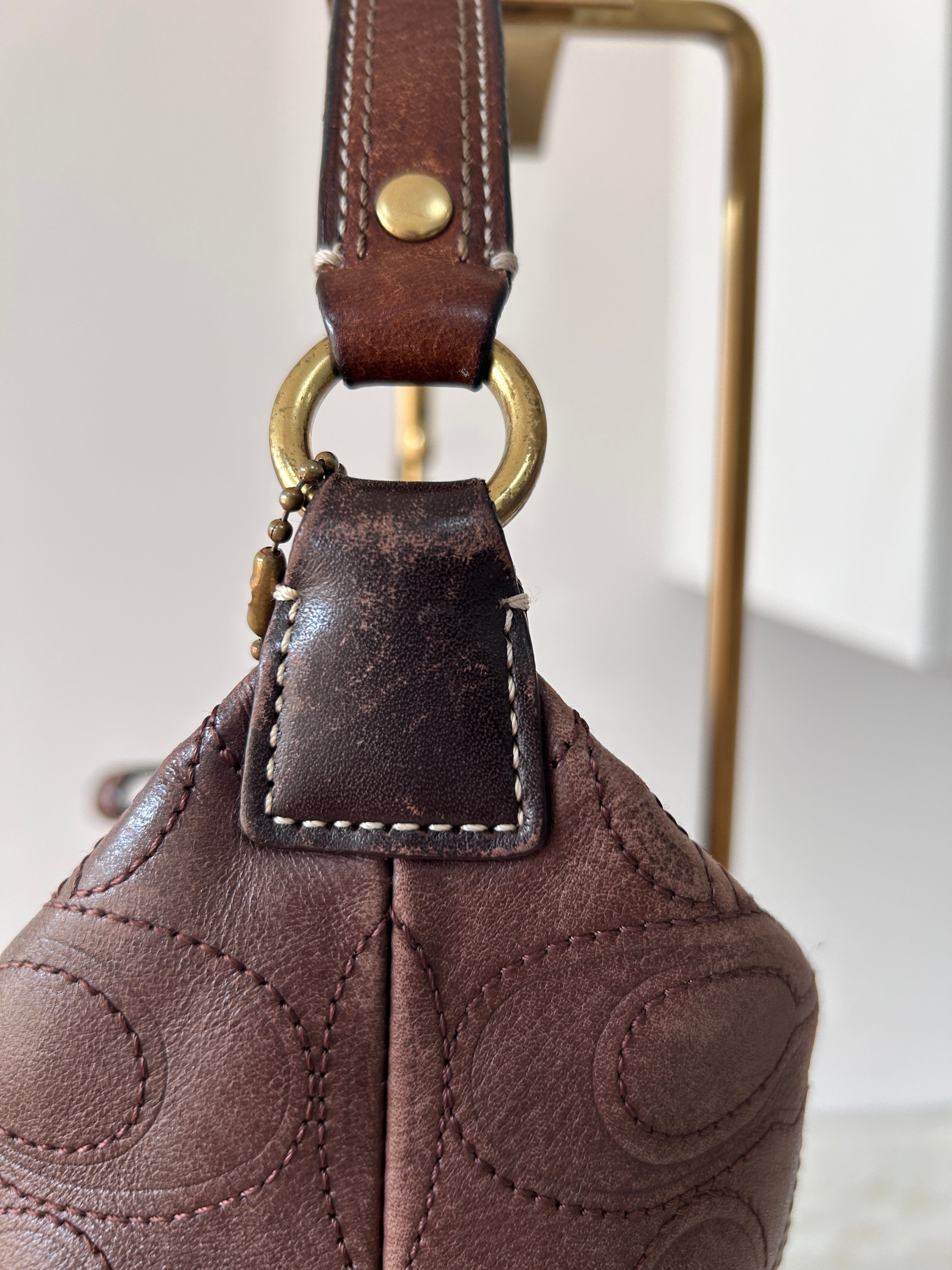 Vintage Coach brown leather mini handbag