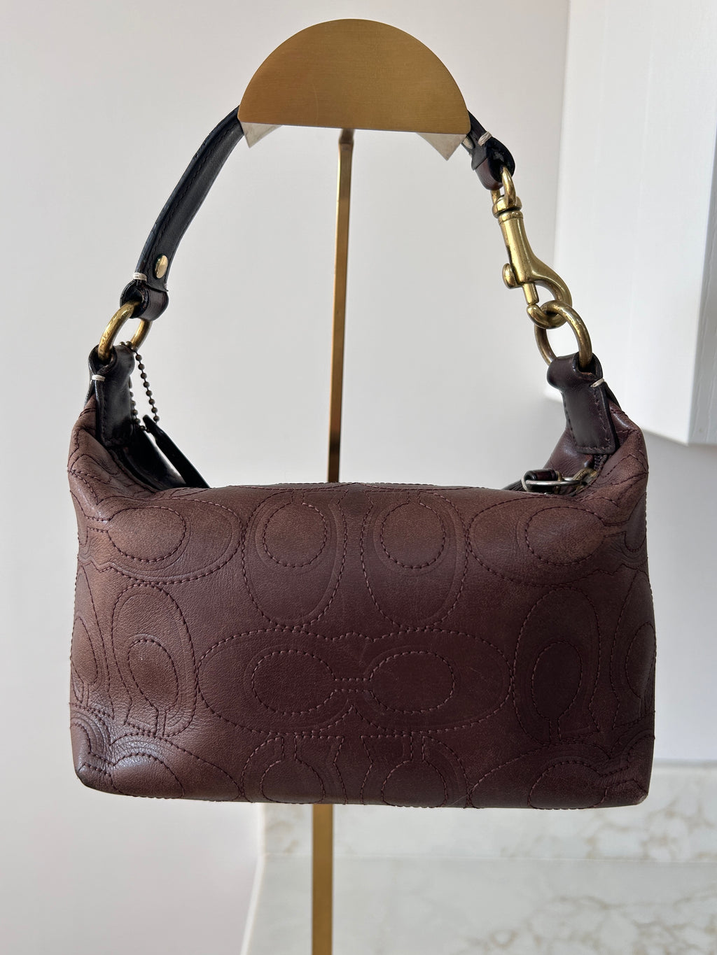 Vintage Coach brown leather mini handbag