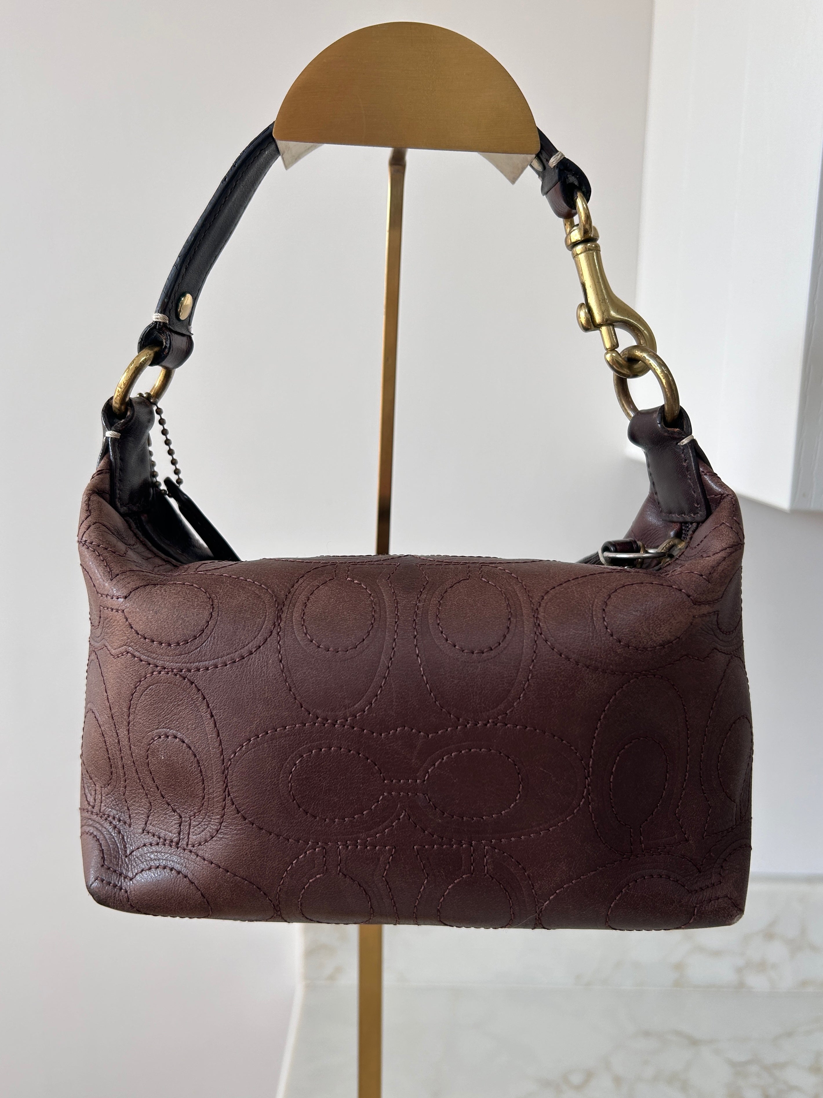 Vintage Coach brown leather mini handbag
