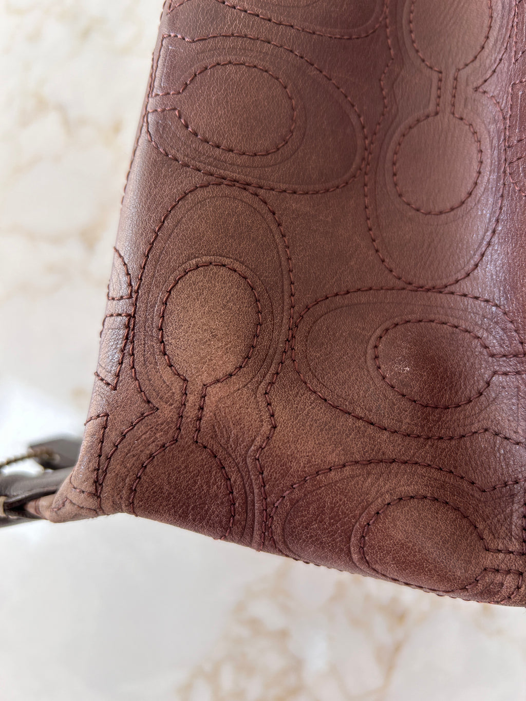 Vintage Coach brown leather mini handbag