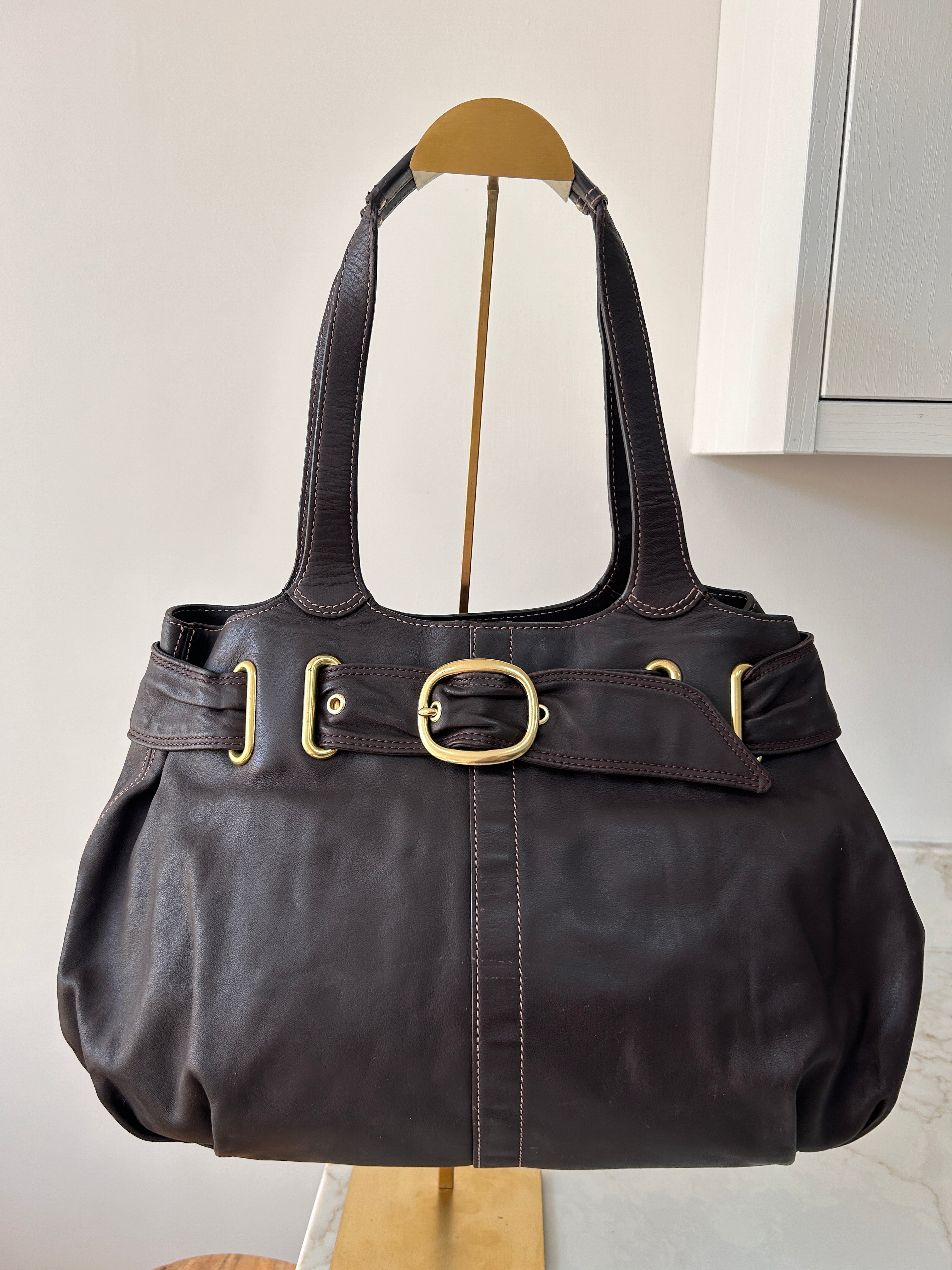 Vintage Coach brown leather bleecker shoulder bag