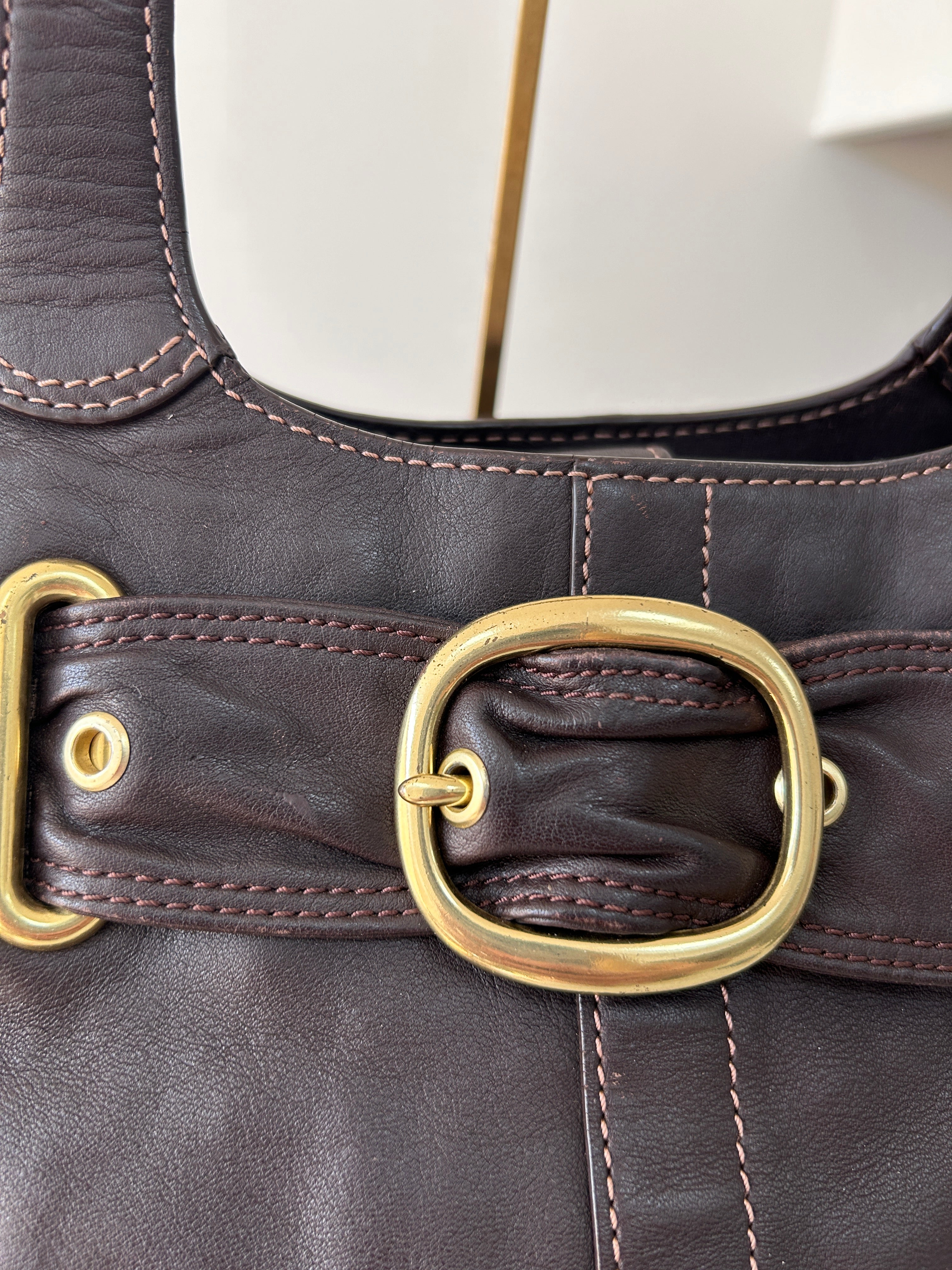 Vintage Coach brown leather bleecker shoulder bag