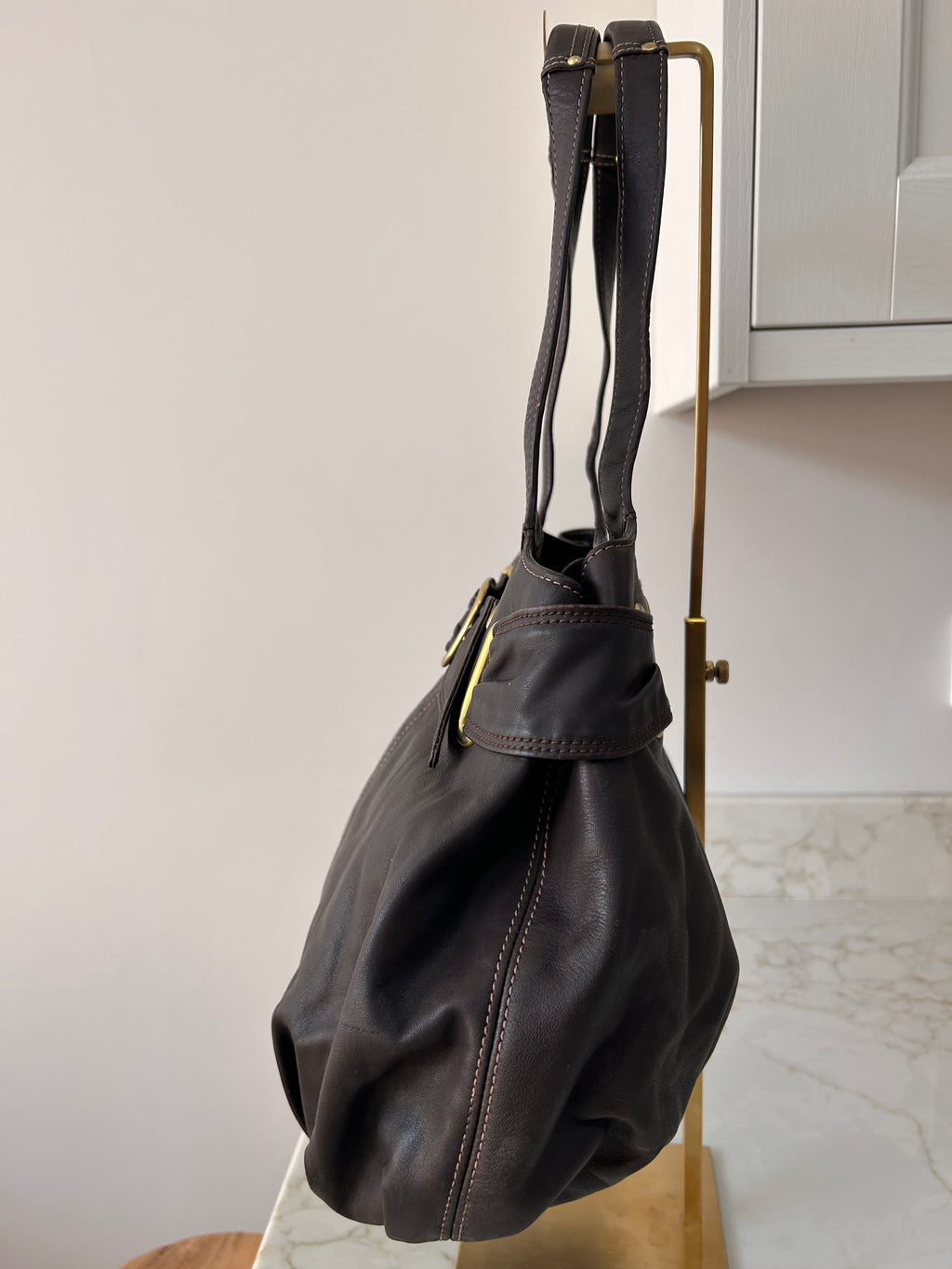 Vintage Coach brown leather bleecker shoulder bag