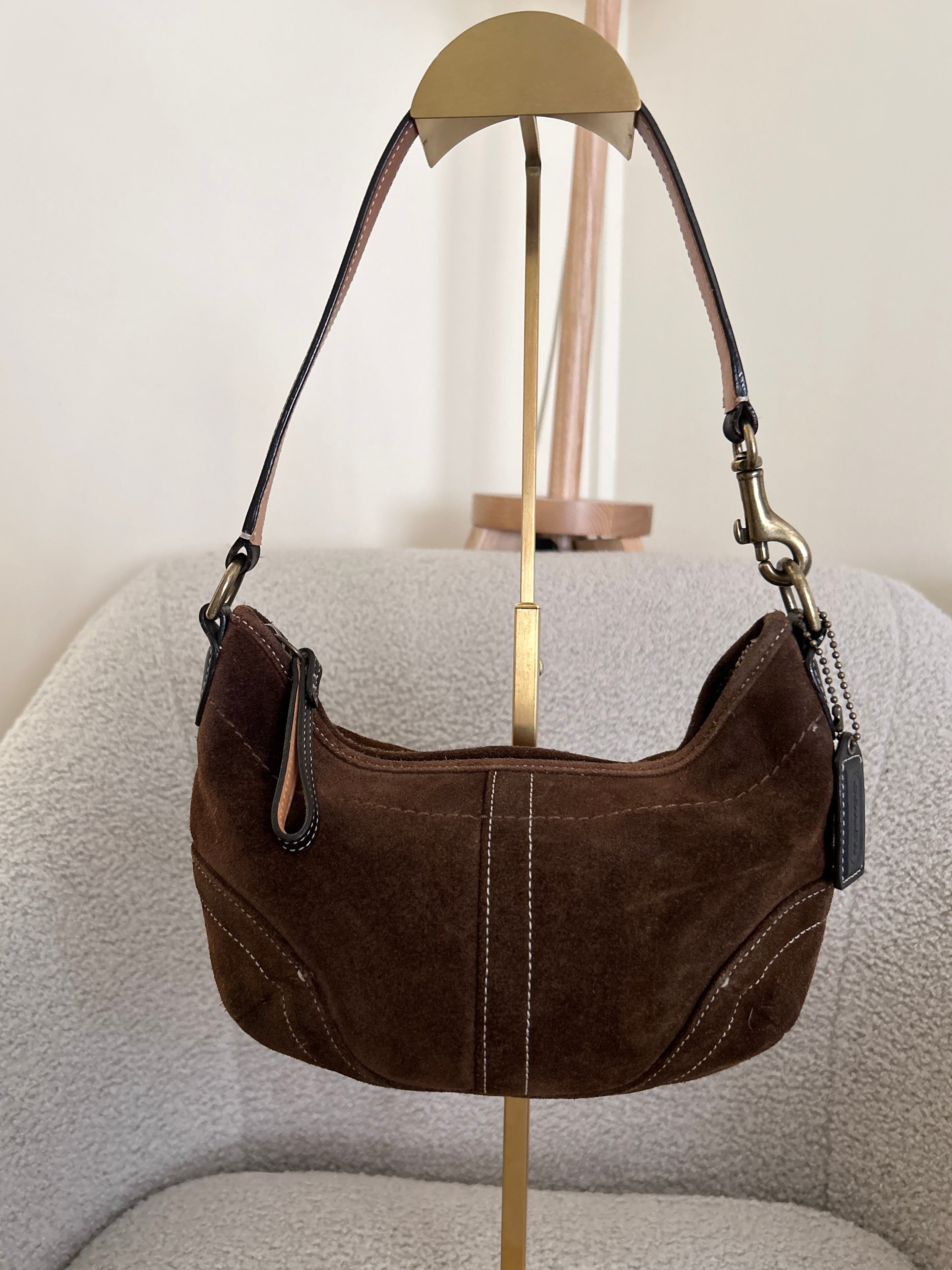 Vintage Coach brown suede Soho shoulder bag