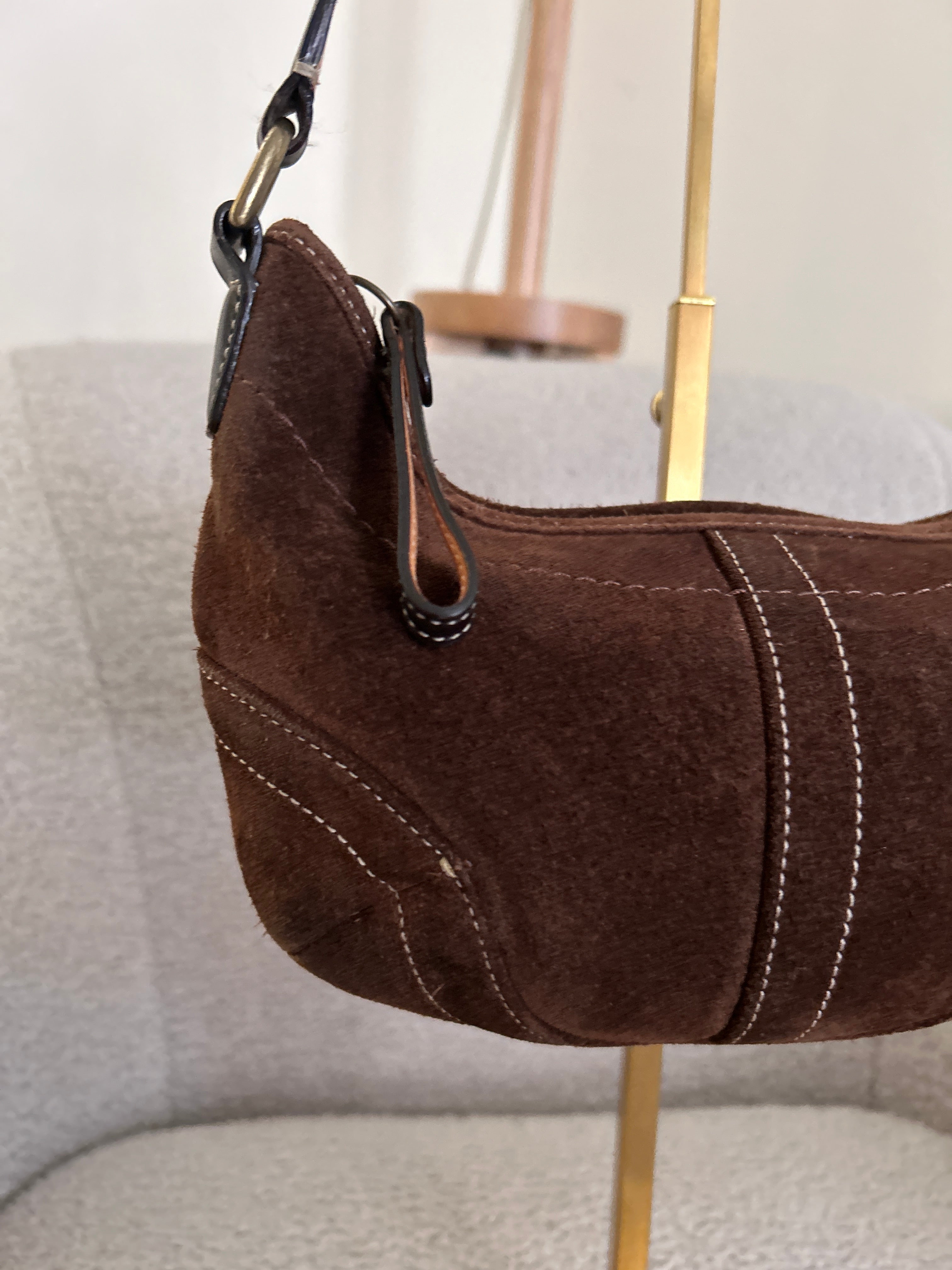 Vintage Coach brown suede Soho shoulder bag