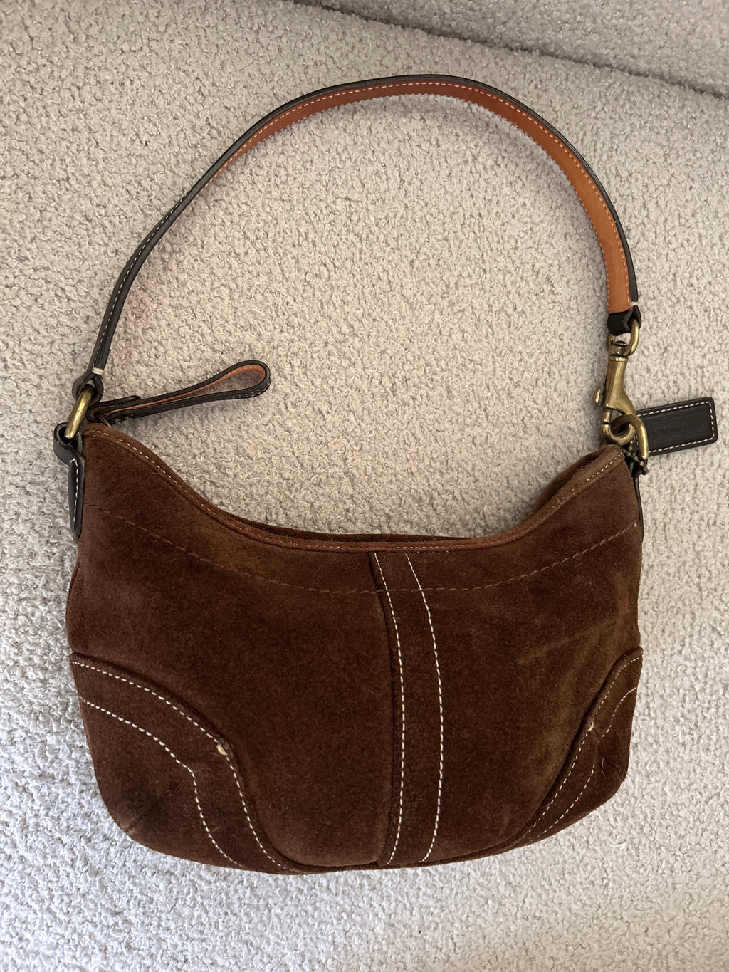 Vintage Coach brown suede Soho shoulder bag