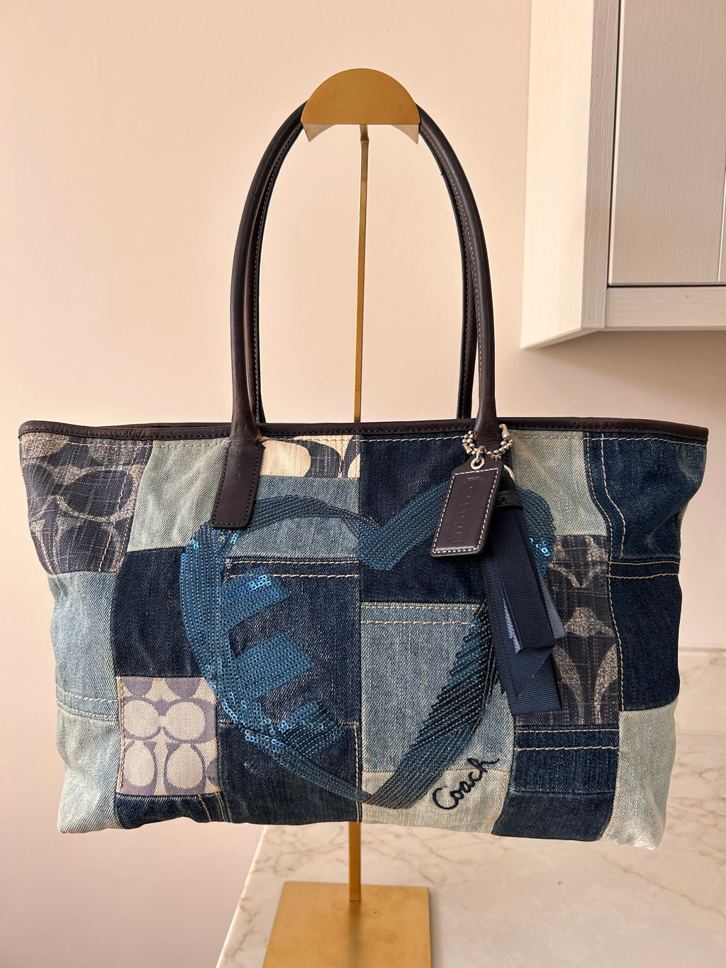 Vintage Coach Limited Edition Poppy denim patchwork shoulder bag