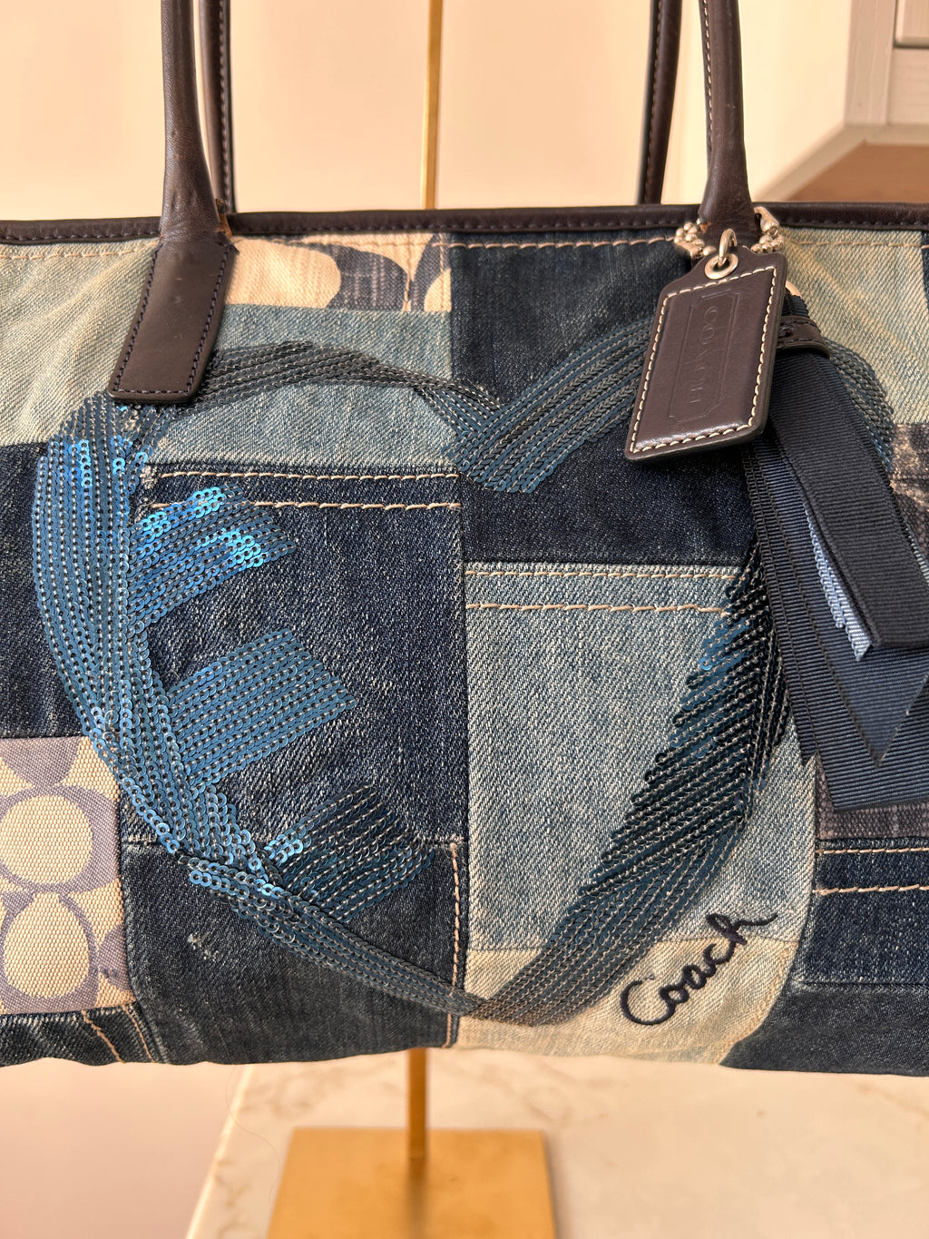 Vintage Coach Limited Edition Poppy denim patchwork shoulder bag