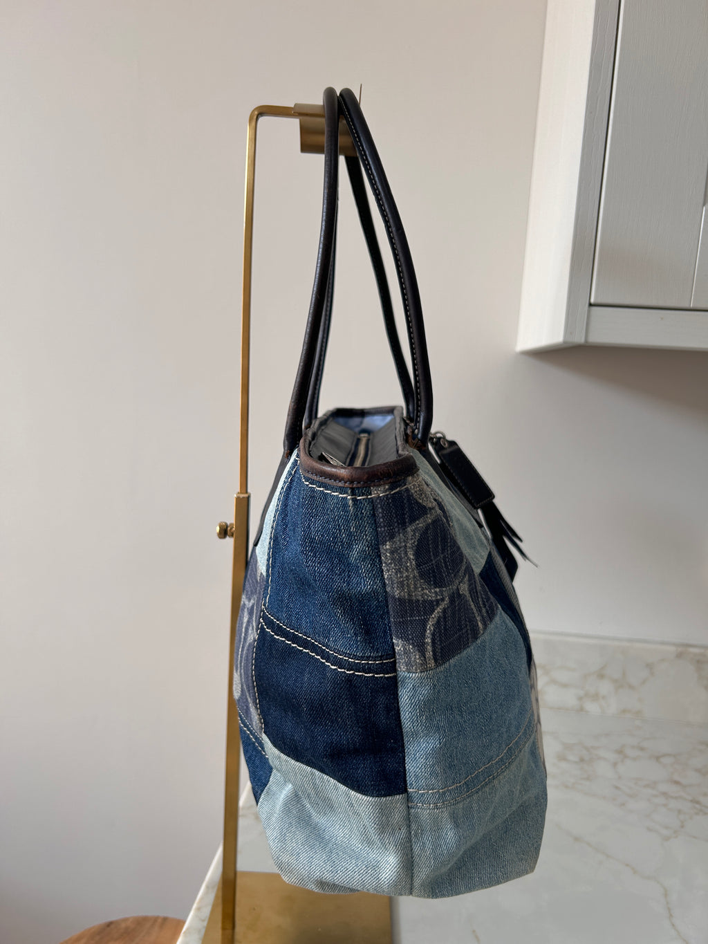 Vintage Coach Limited Edition Poppy denim patchwork shoulder bag