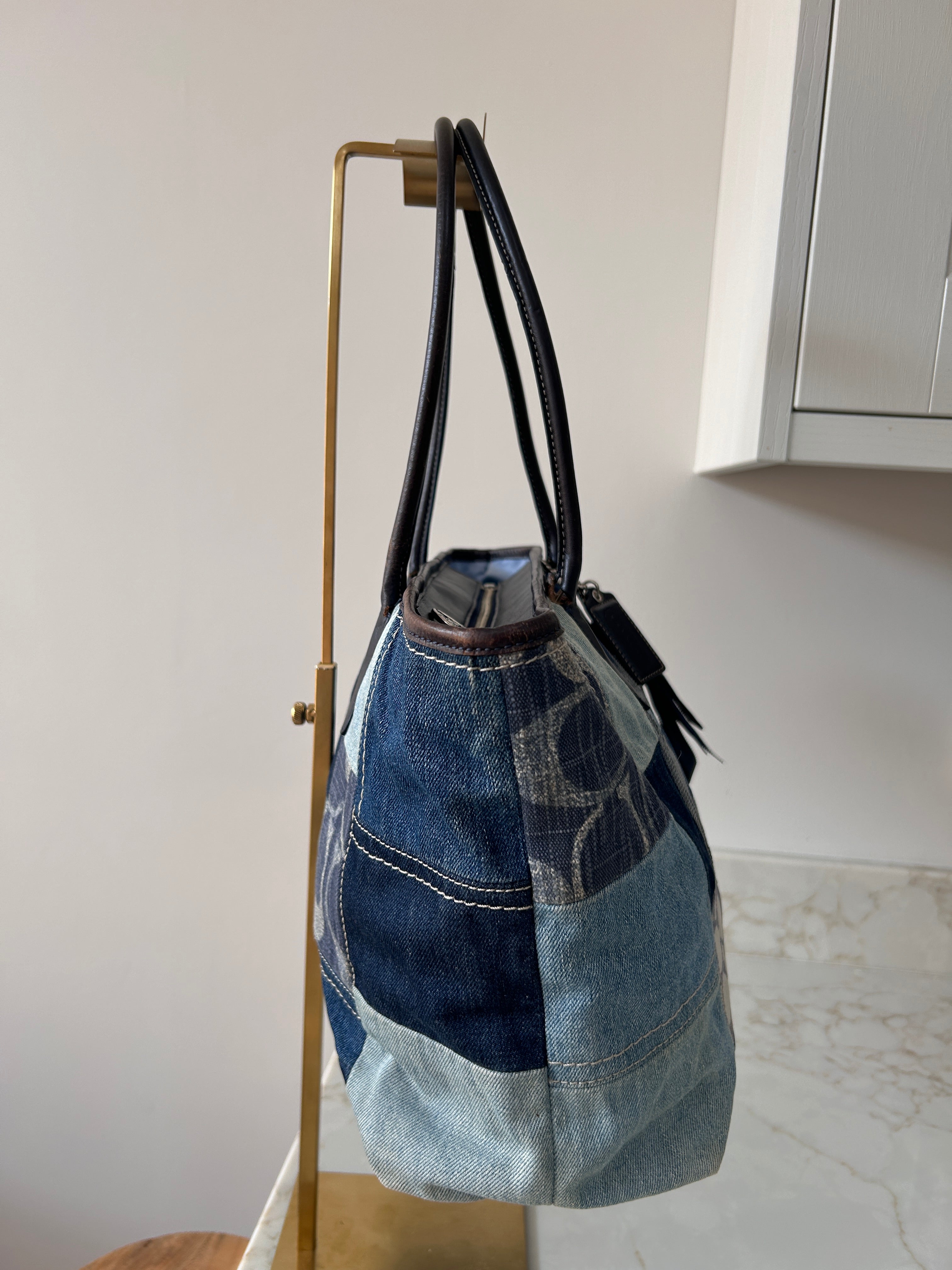 Vintage Coach Limited Edition Poppy denim patchwork shoulder bag