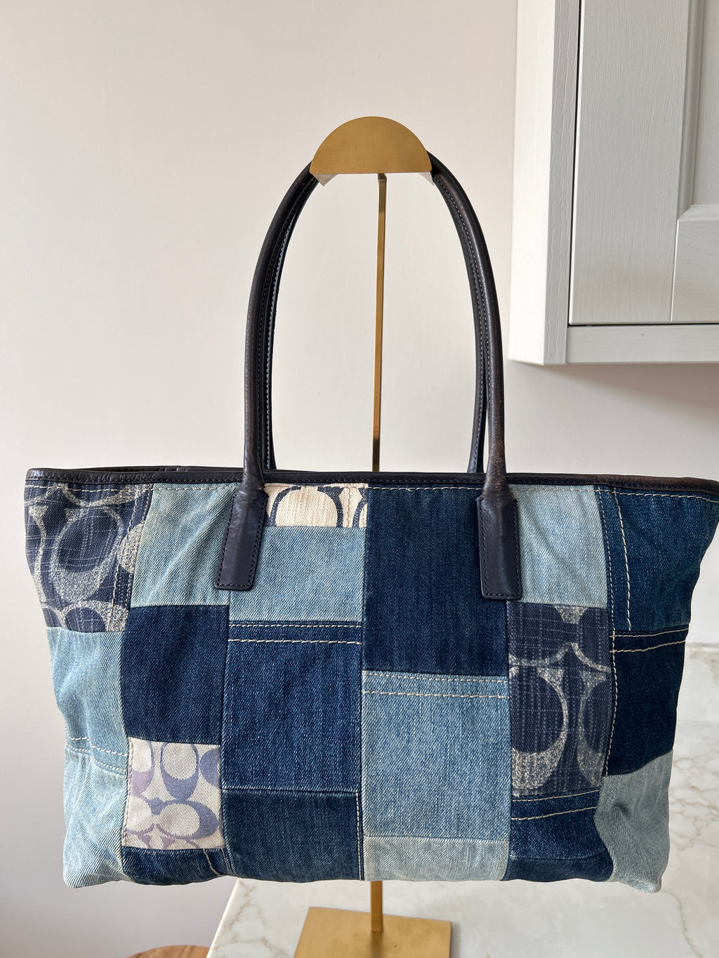 Vintage Coach Limited Edition Poppy denim patchwork shoulder bag