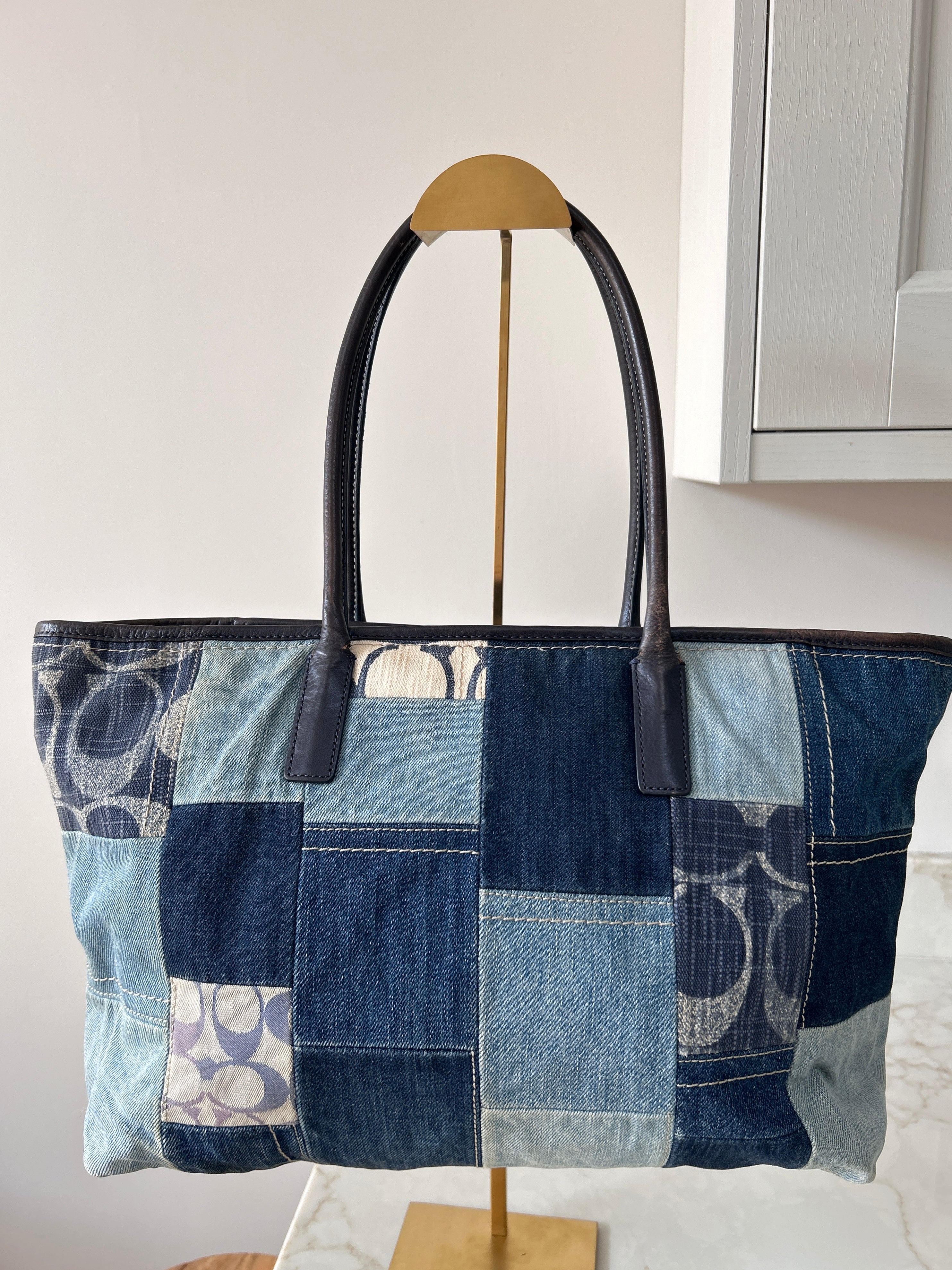 Vintage Coach Limited Edition Poppy denim patchwork shoulder bag