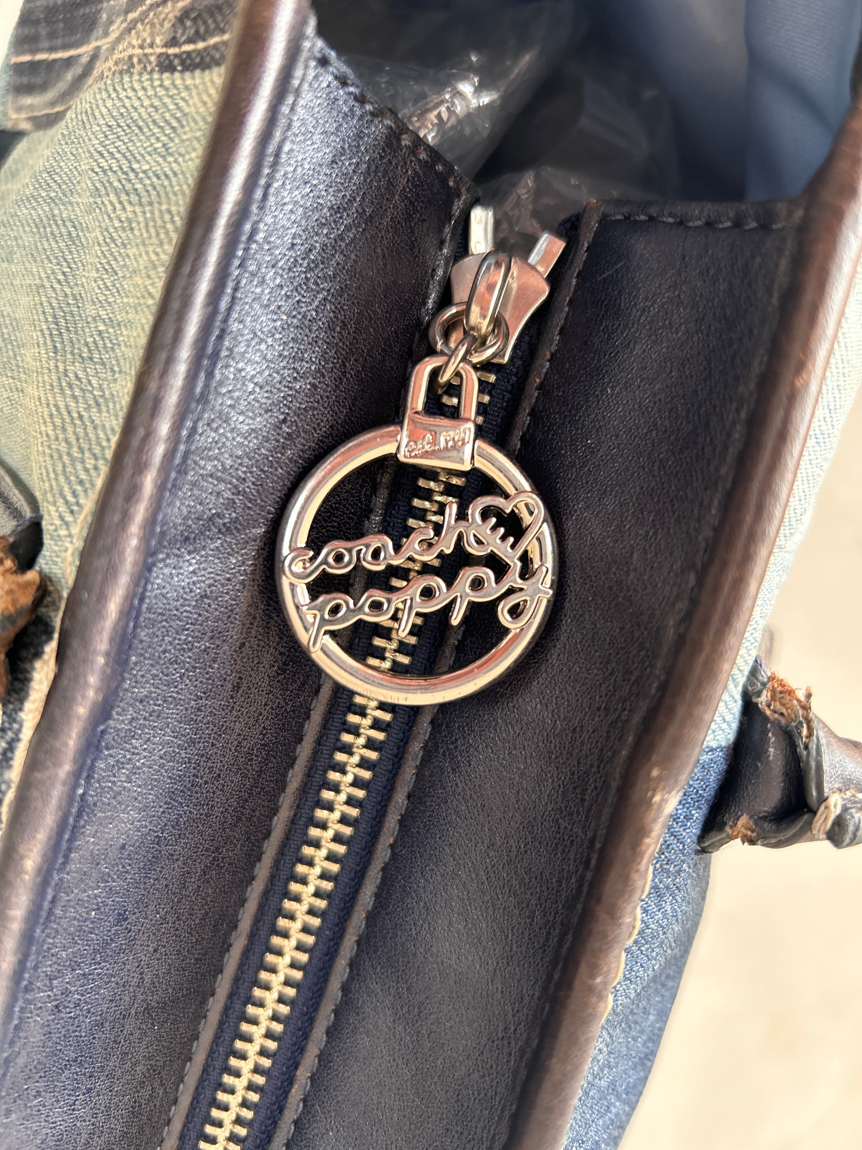Vintage Coach Limited Edition Poppy denim patchwork shoulder bag