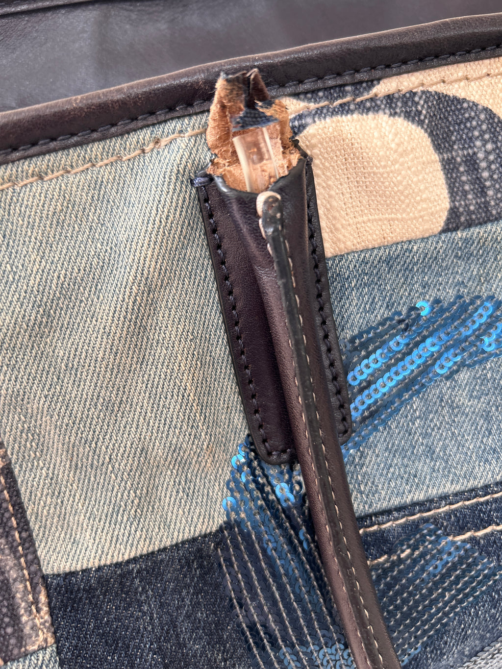 Vintage Coach Limited Edition Poppy denim patchwork shoulder bag