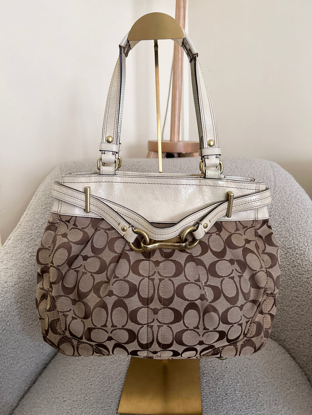 Vintage Coach signature monogram shoulder bag