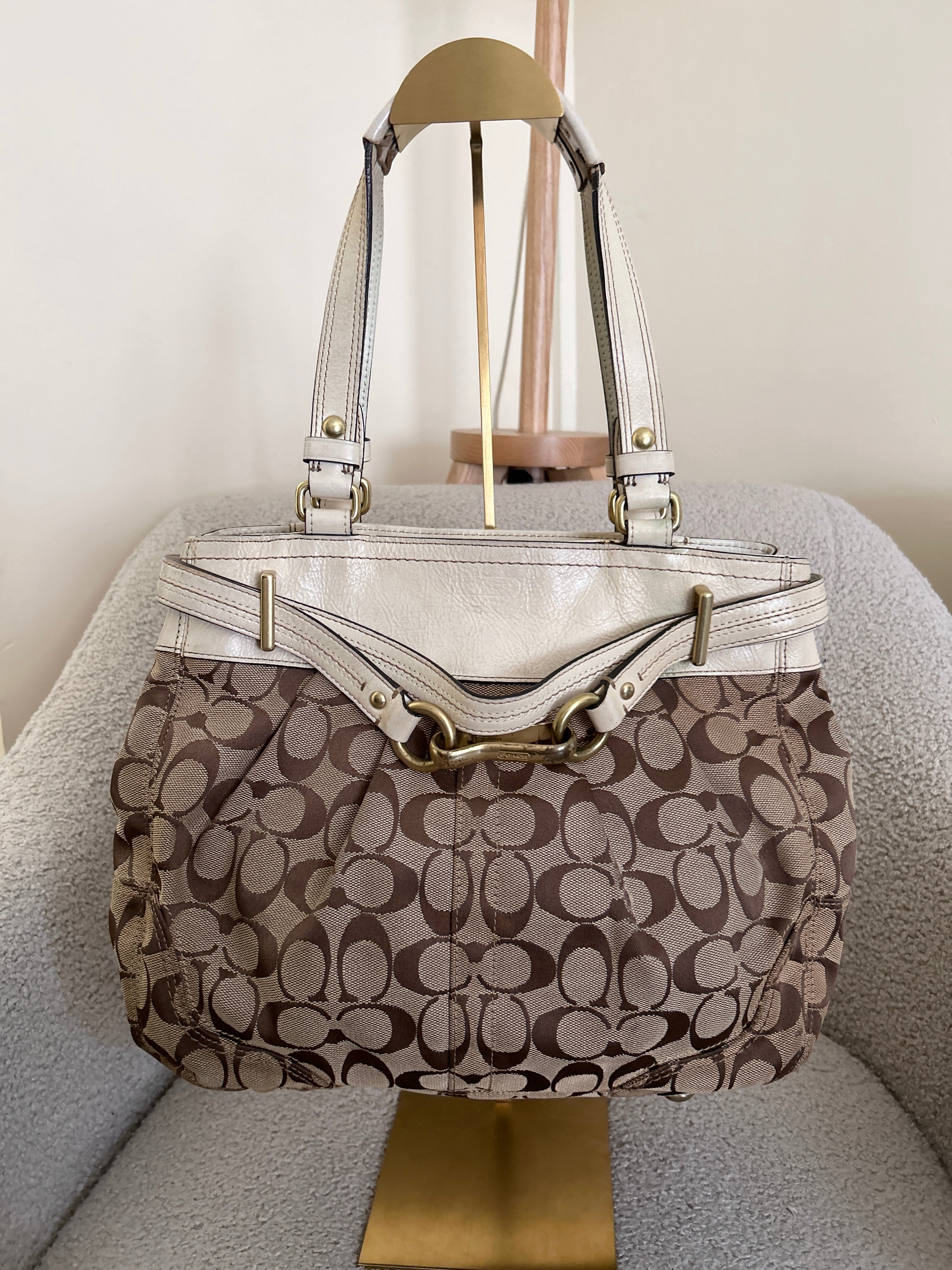 Vintage Coach signature monogram shoulder bag